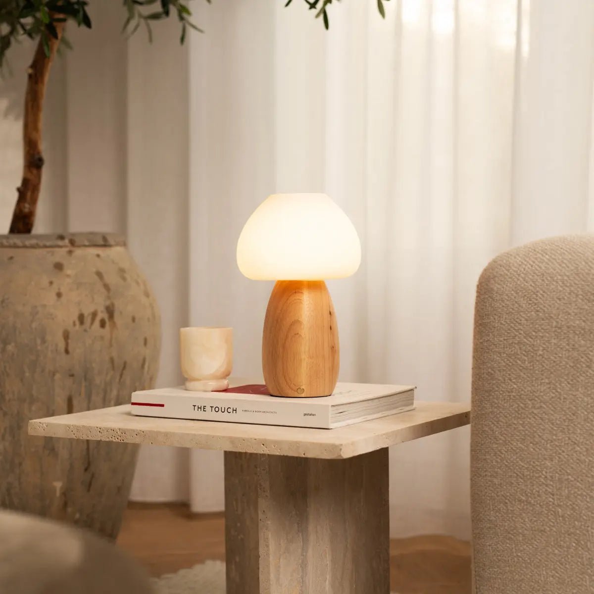 Beer lichtbruin stijlvol oplaadbare lamp-draadloos, dimbaar, milieuvriendelijk ontwerp Tavellio - Amsterdam