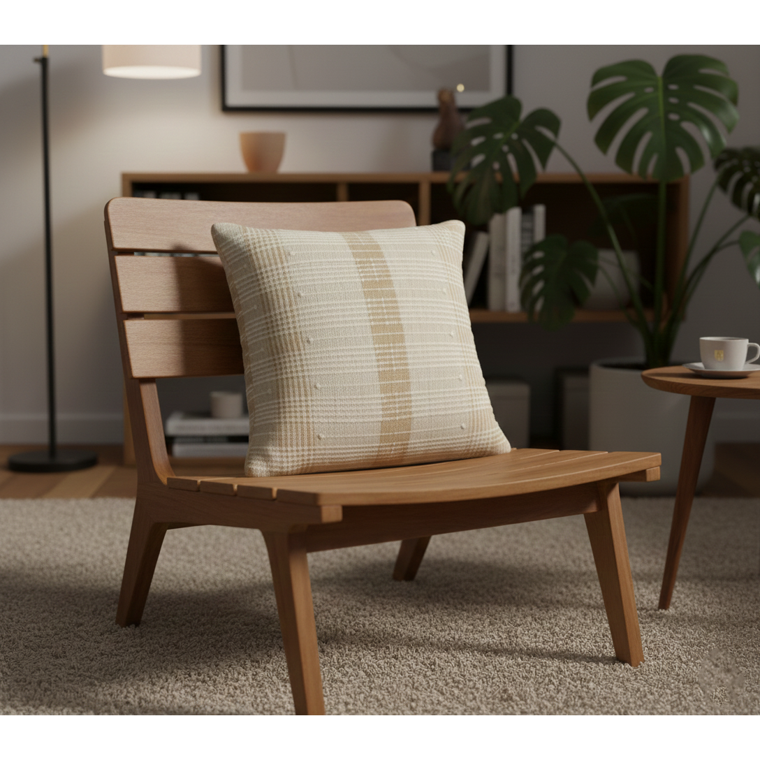 Beige & Crème – Kussenhoes / Kussenhoes – Geweven Rasterpatroon – 45×45 cm – Urbane Hide Urbane Hide