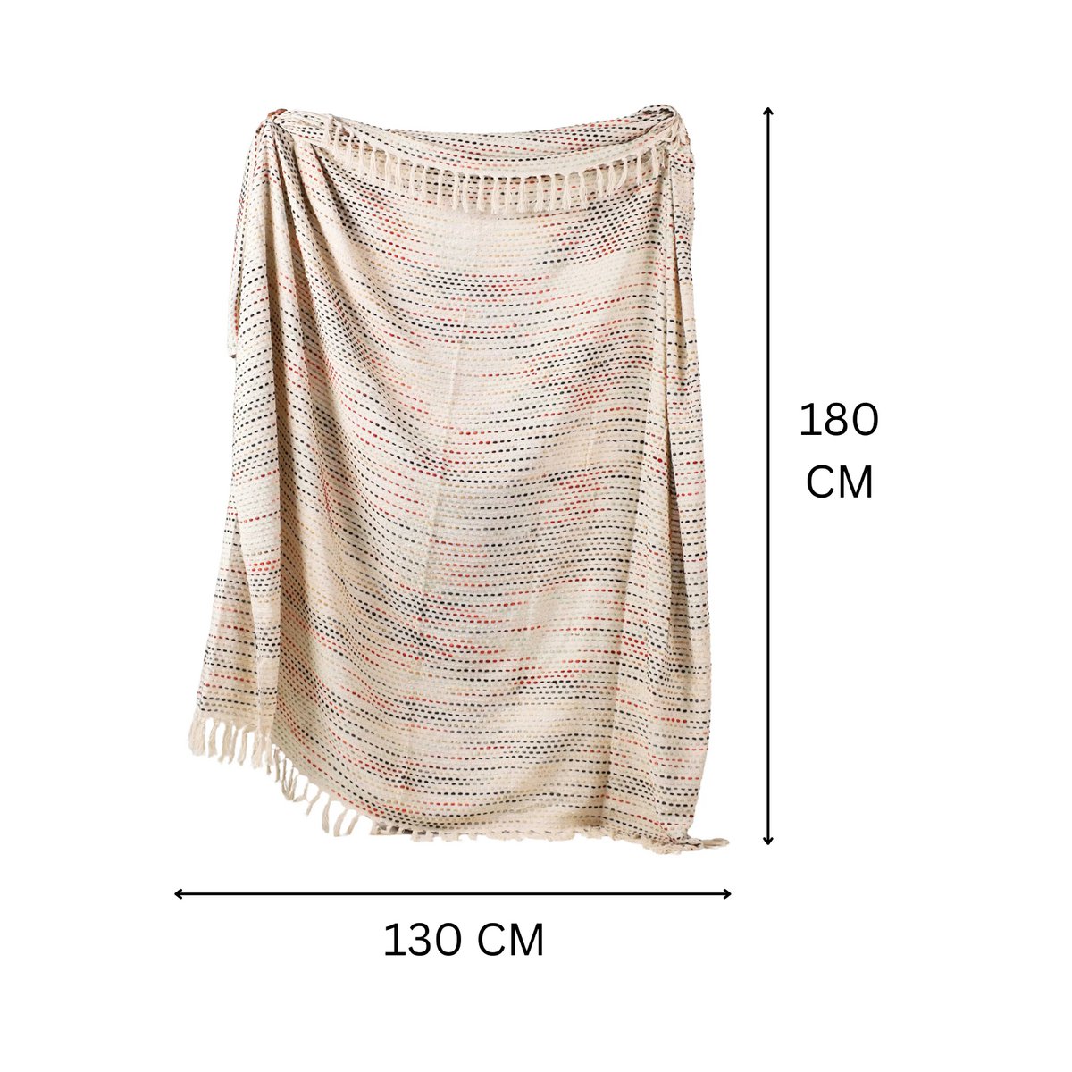 Beige Multicolour Plaid / Sofa Throw – Pastel Striped with Fringes – 120×180 cm – Urbane Hide Urbane Hide