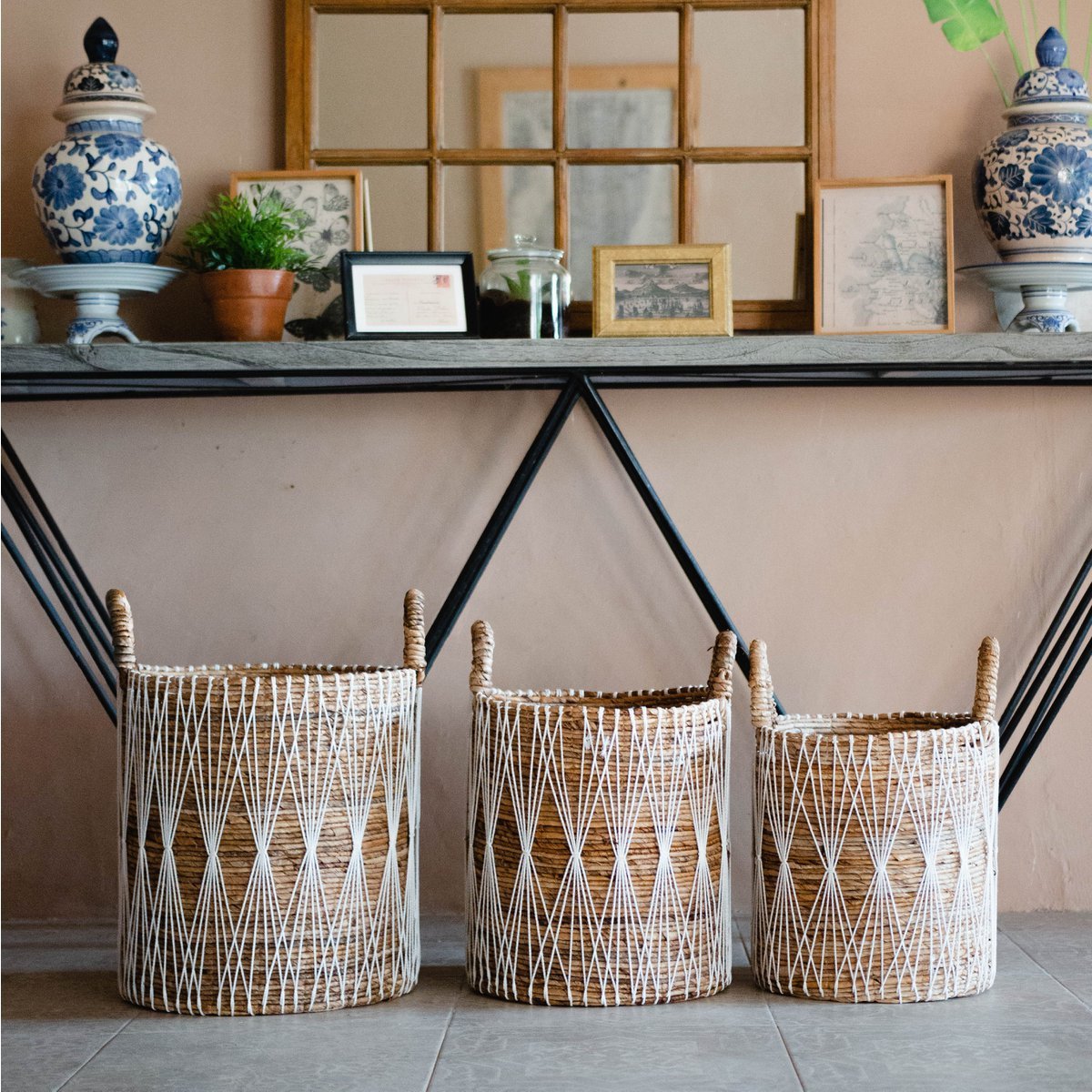 Boho wasmand | Plantenmand | Opbergmand MANDURO gemaakt van bananenvezel (3 maten) Soeji