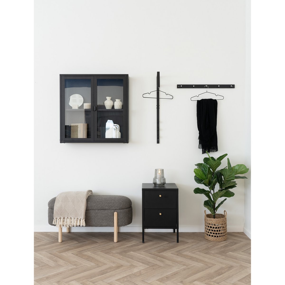 Branca Bench - Brown/Natural, Polyester/Foam/Plywood, 98x41x48 cm House Nordic ApS