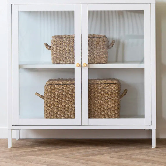 Dalby kast – 2 glazen deuren – wit staal – 80x35x80 cm - House Nordic House Nordic ApS