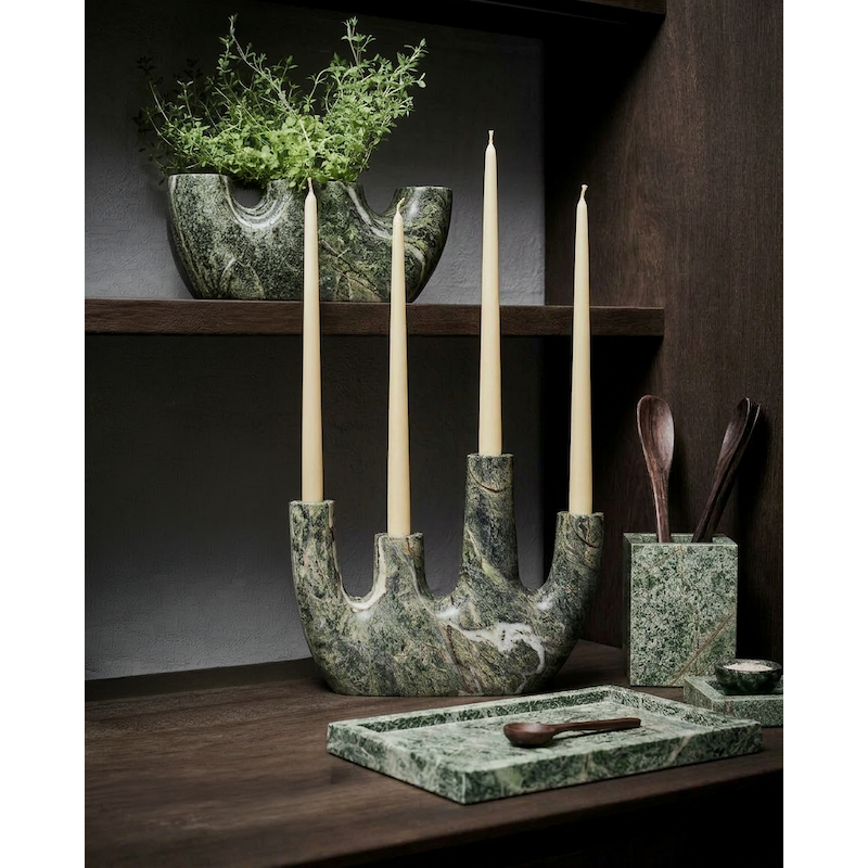De Bidasar Marmeren Vaas - Groen - Hoog Bazar Bizar Living