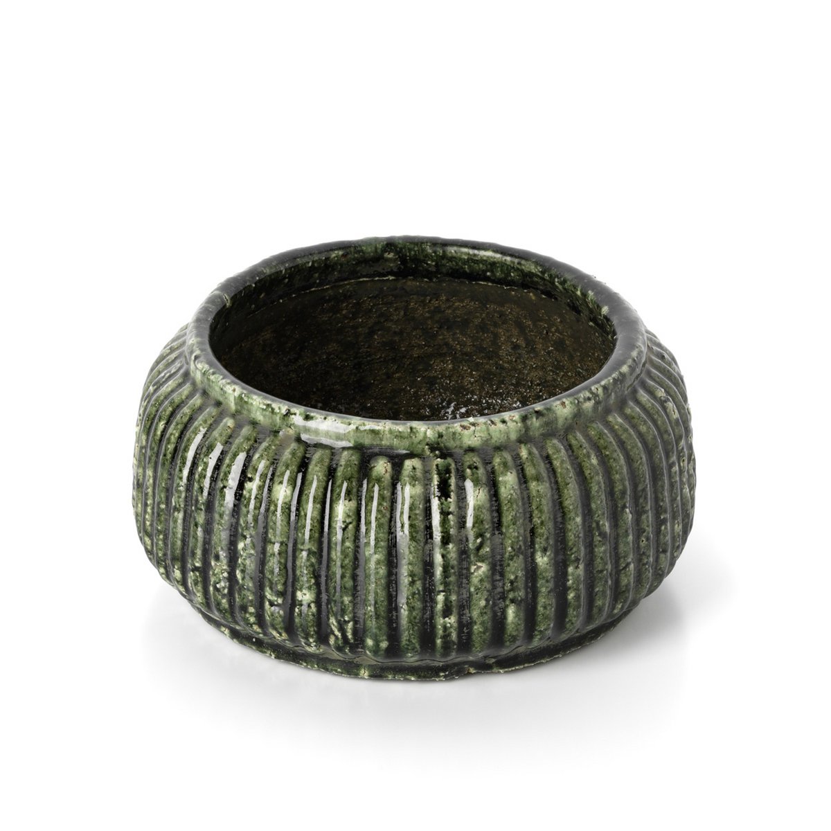 De Forest Geribbelde Bowl Planter - Bosgroen - Laag Bazar Bizar Living