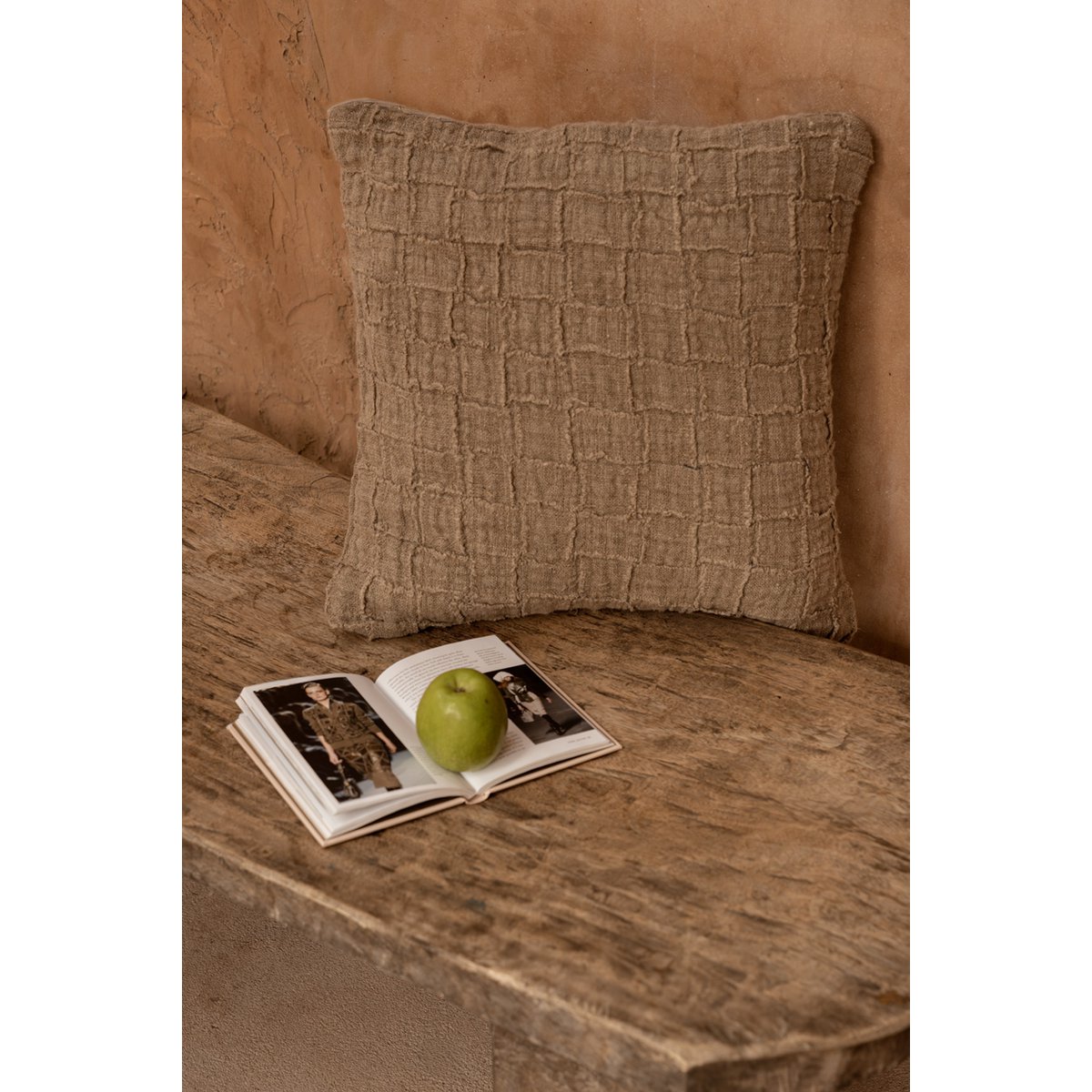 De linnen Damier kussenhoes - naturel Bazar Bizar Living