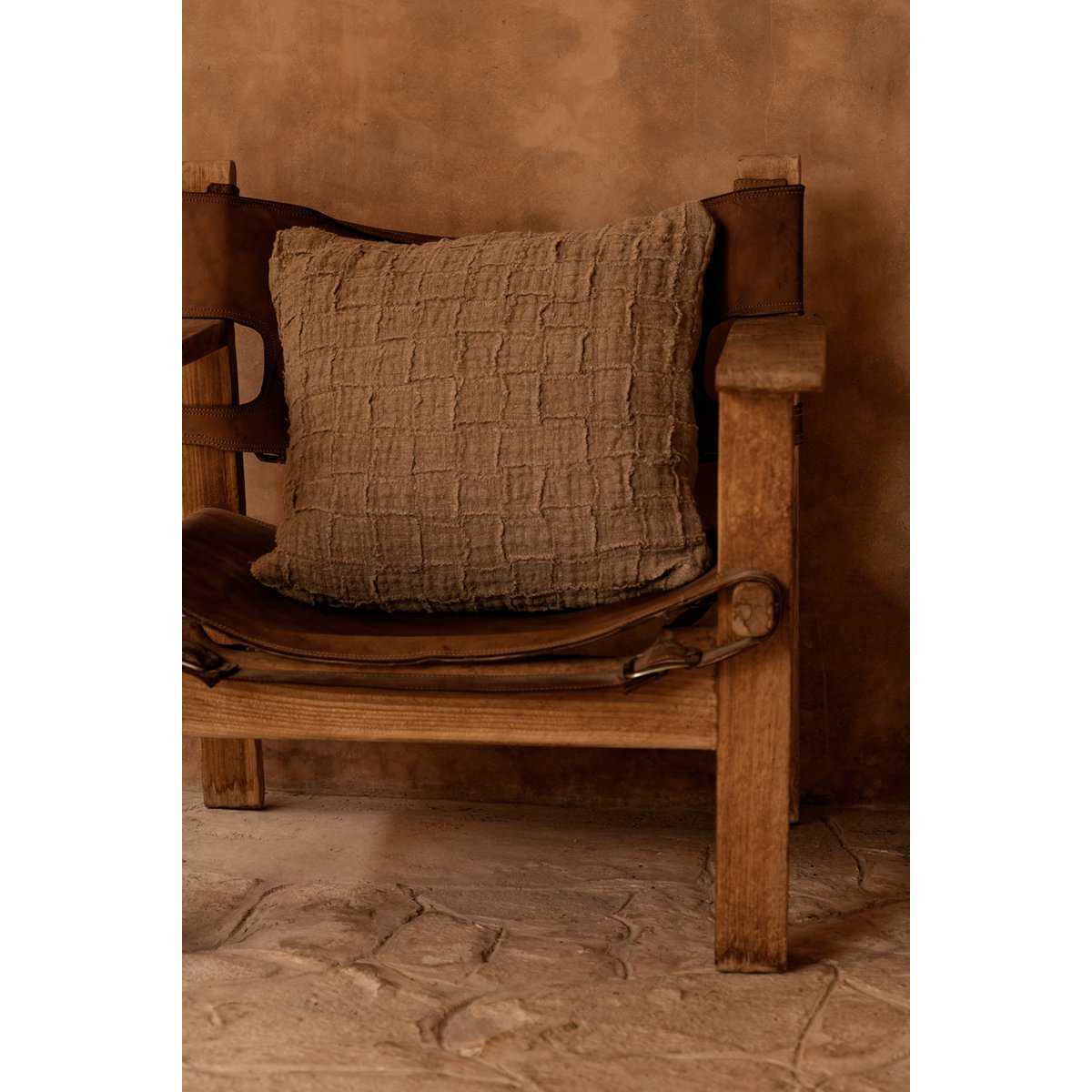 De linnen Damier kussenhoes - naturel Bazar Bizar Living