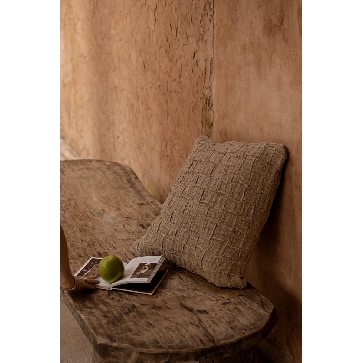 De linnen Damier kussenhoes - naturel Bazar Bizar Living