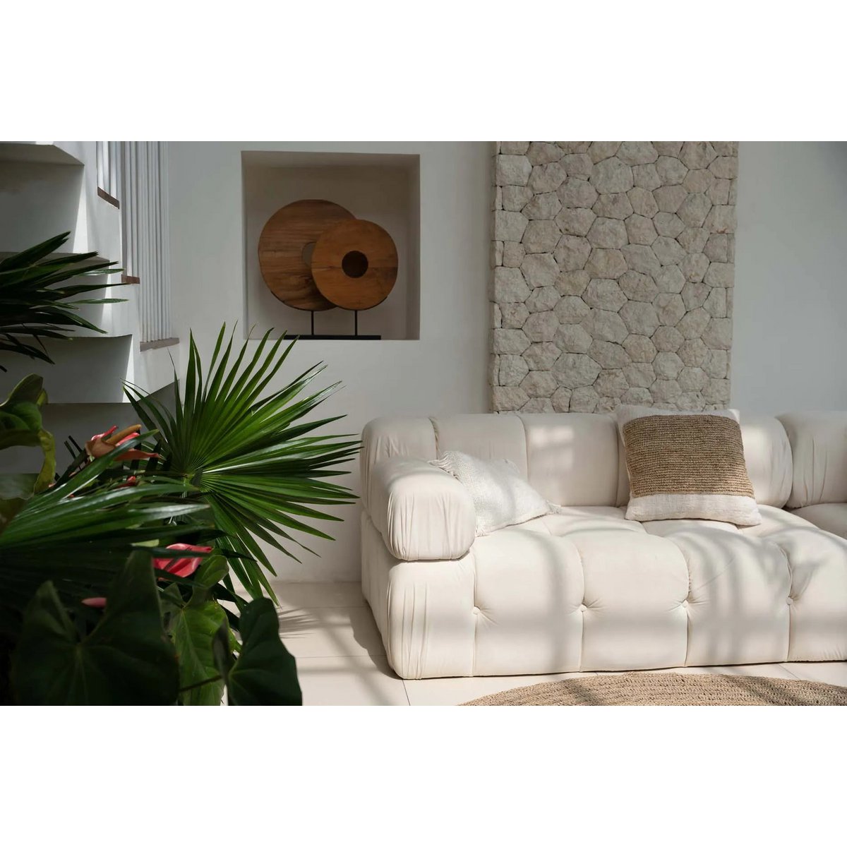 De Raffia Stempel Kussenhoes - Natuurlijk Bazar Bizar Living