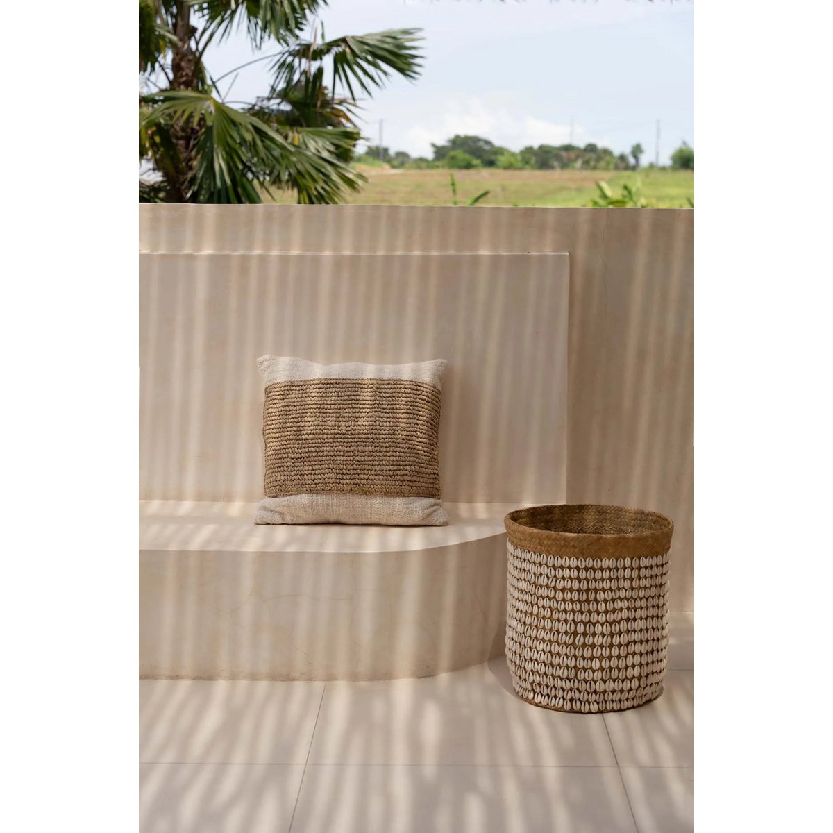 De Raffia Stempel Kussenhoes - Natuurlijk Bazar Bizar Living