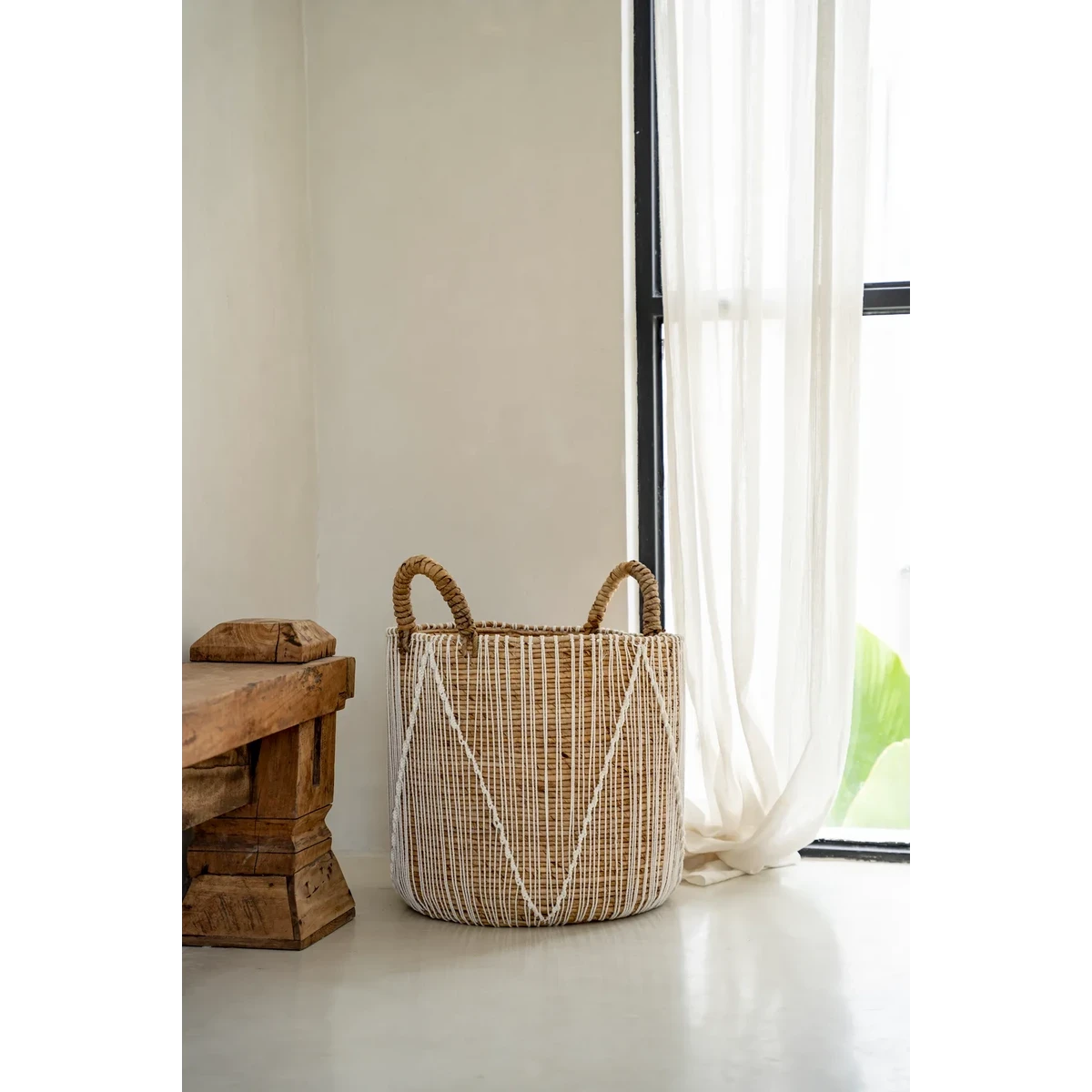 De rechte gestikte macrame -mand - l Bazar Bizar Living