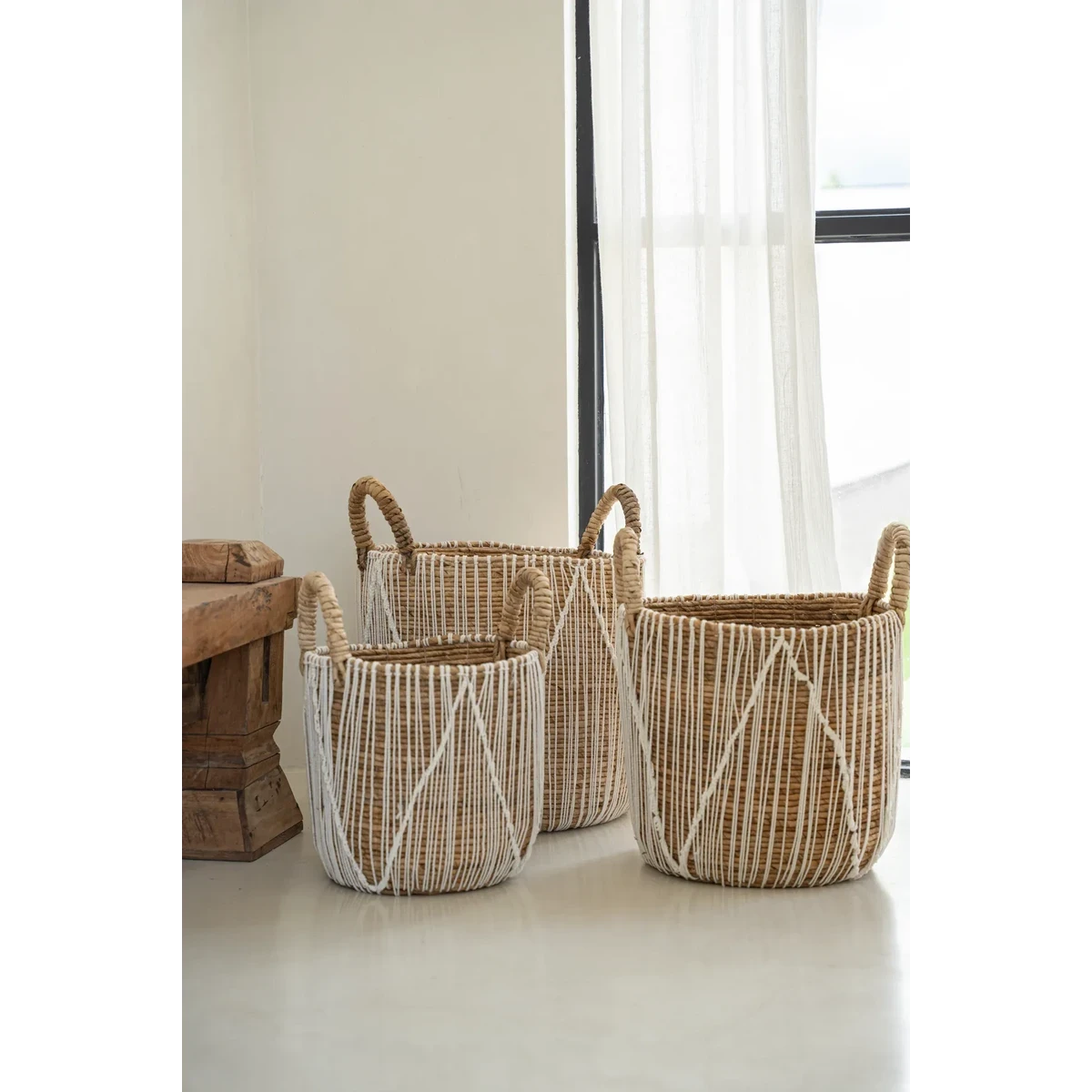 De rechte gestikte macrame -mand - l Bazar Bizar Living