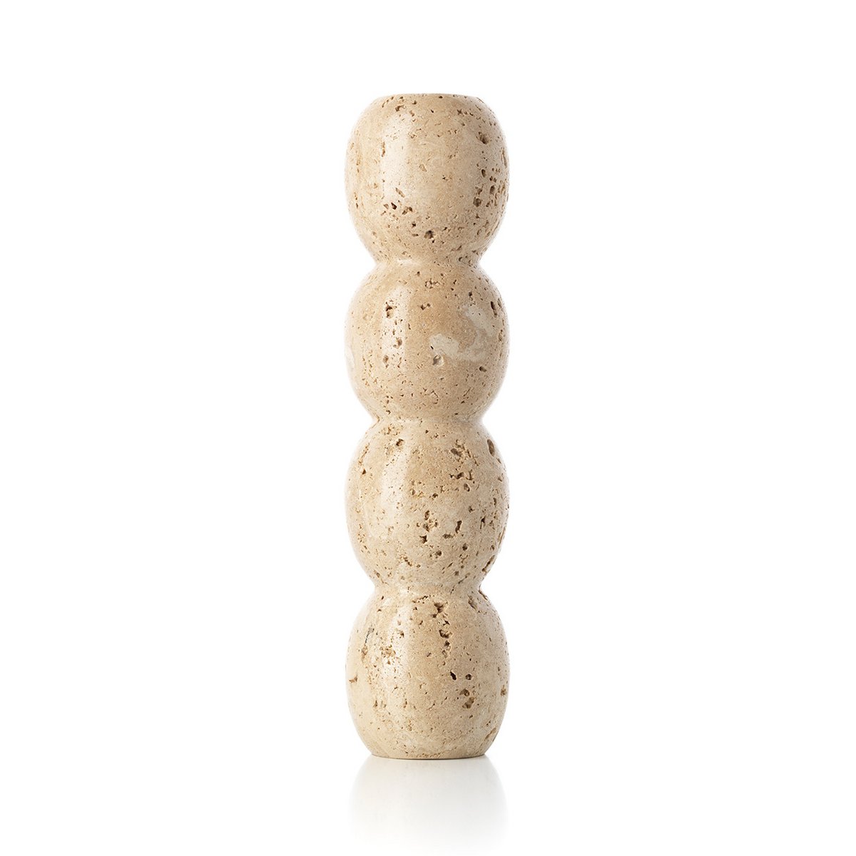 De Travertijn Totem Taper Kaarsenhouder - Beige - L Bazar Bizar Living