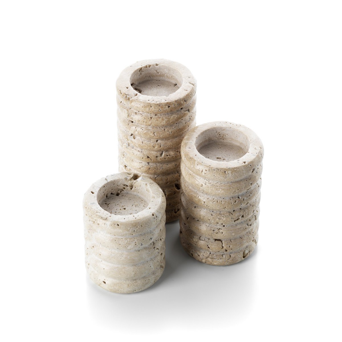 De Travertine Ripple T-Lichthouder - Beige - L Bazar Bizar Living