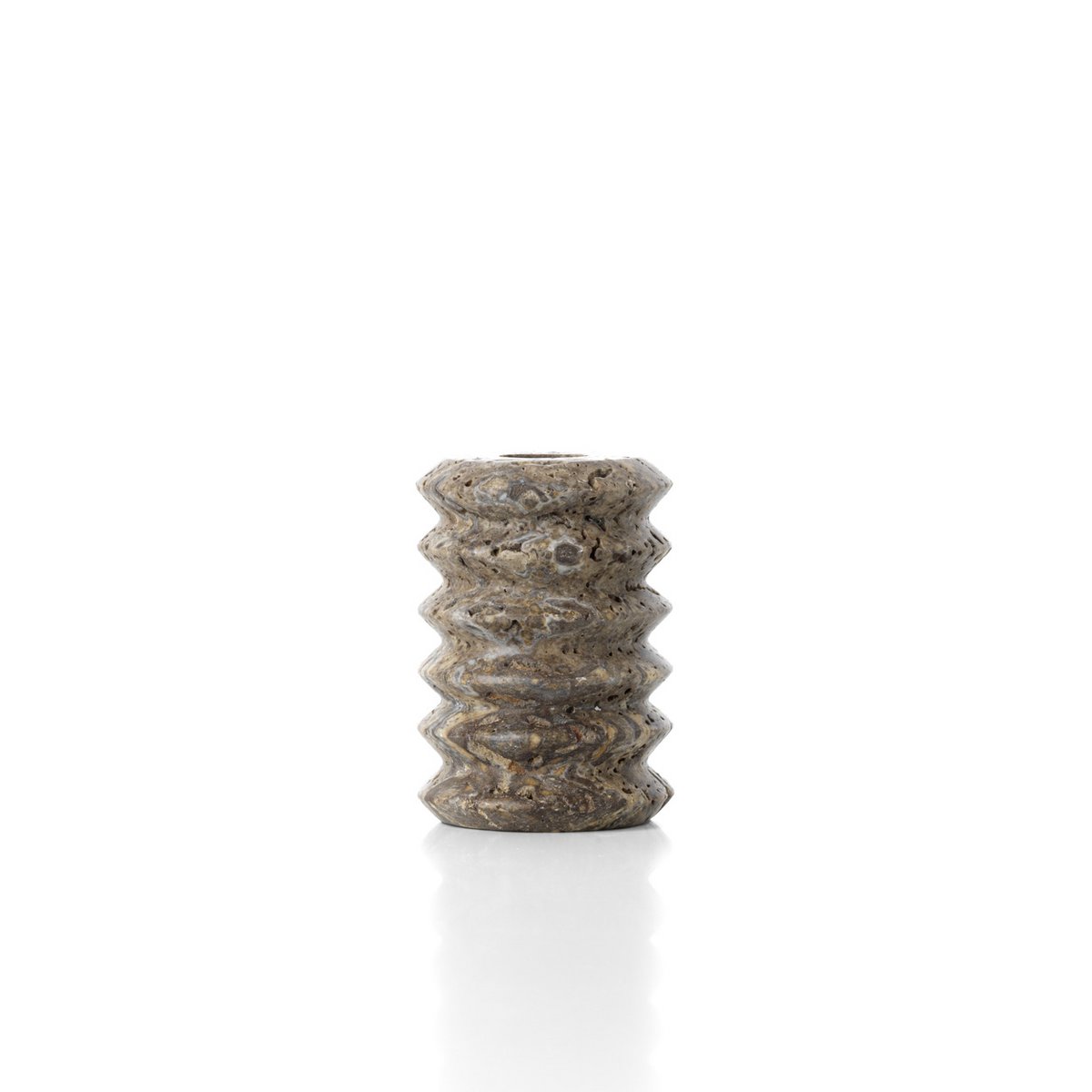De Travertine Ripple Taper Kaarshouder - Grijs - S Bazar Bizar Living