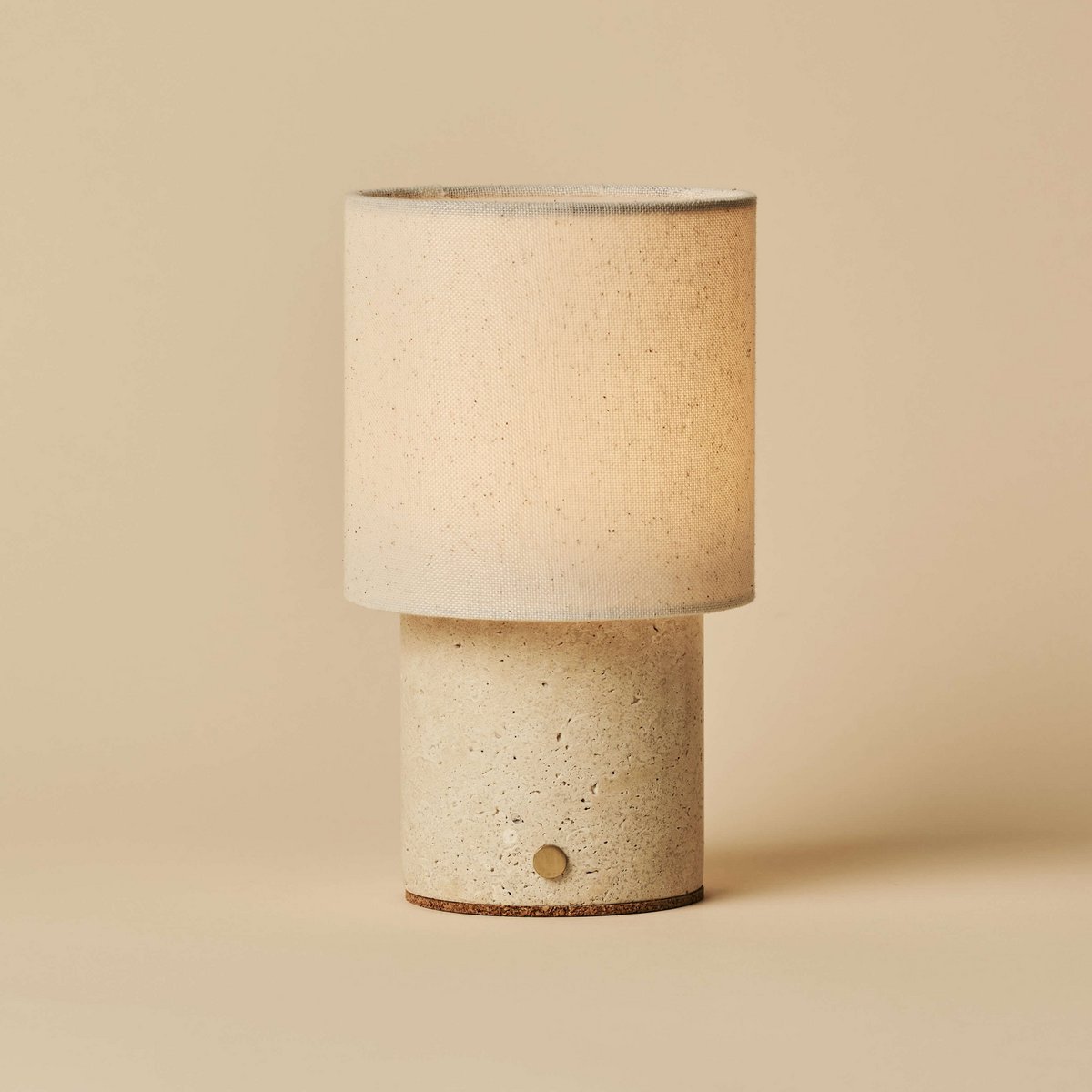 Dou Beige / Travertino Classico - Travertine oplaadbare tafellamp - draadloos, 3 lichte modi en met linnen verwisselbare lampenkap Tavellio - Amsterdam