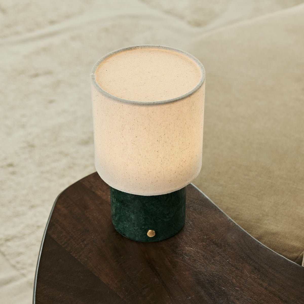 Dou Green / Verde Alpi - Marmeren oplaadbare tafellamp - draadloos, 3 lichte modi en met linnen verwisselbare lampenkap Tavellio - Amsterdam