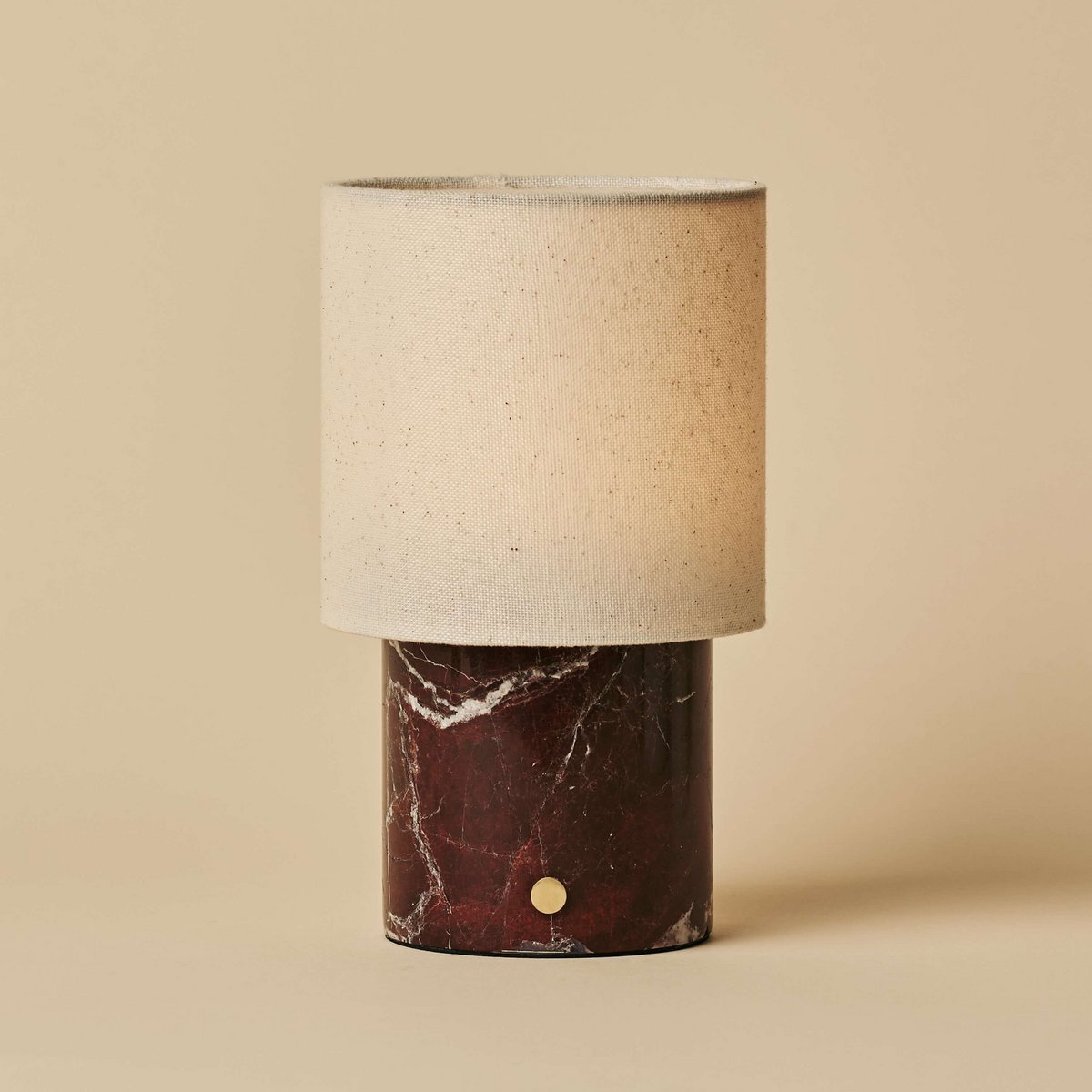 Dou Red / Rosso Levanto - Marmeren oplaadbare tafellamp - Draadloos, 3 lichte modi en met linnen verwisselbare lampenkap Tavellio - Amsterdam