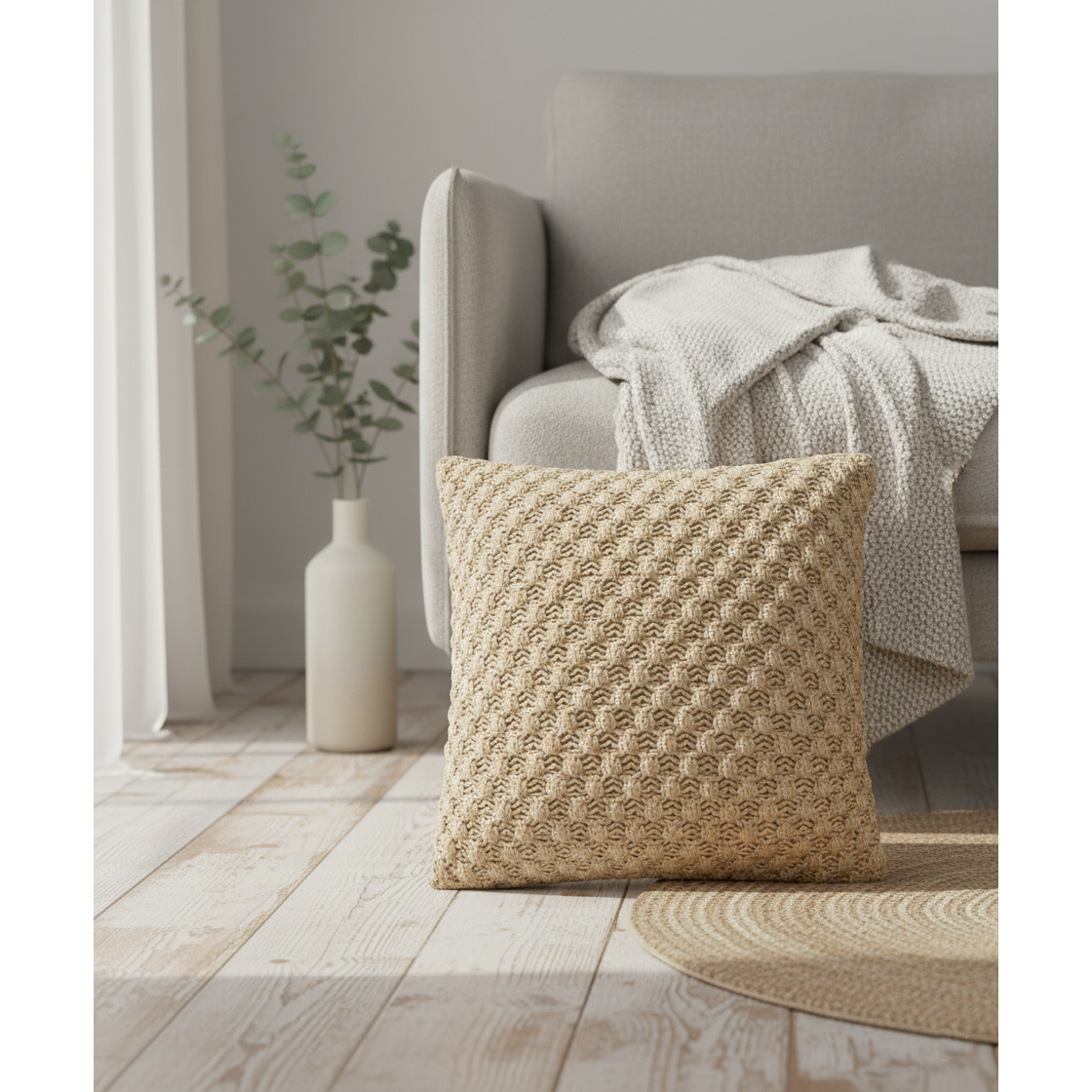 Dusty Beige – Cushion Cover / Kussenhoes – Braided Textured – 45×45 cm – Urbane Hide Urbane Hide