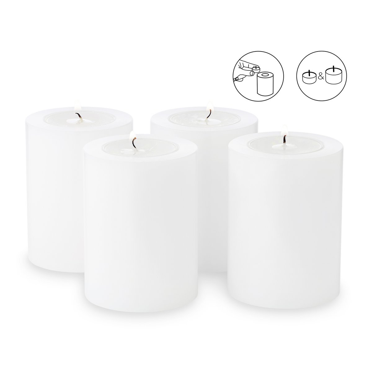 EDZARD Set van 4 theelichthouders, permanente kaars Cornelius, hoogte 8 cm, diameter 6 cm, hittebestendig tot 90 graden EDZARD-SHOP.com