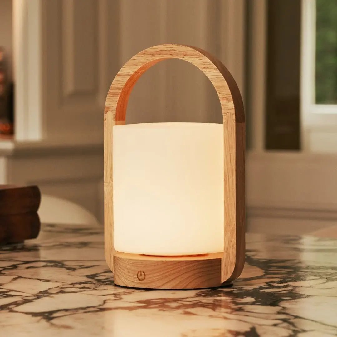 George Lichtbruine Houten Oplaadbare Lamp | Modern, veelzijdig en 3 lichtmodi Tavellio - Amsterdam