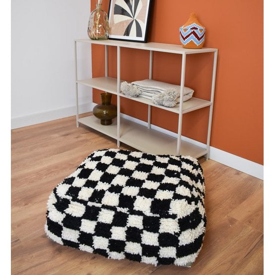 Geruit vloerkussen - zwart en wit Poufs & Pillows