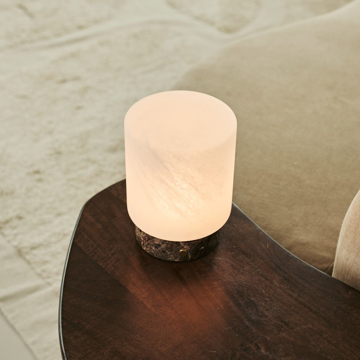 Gierstbruin / emperador donker - marmeren oplaadbare tafellamp - 3 lichte modi, draadloos en met glazen verwisselbare lampenkap Tavellio - Amsterdam