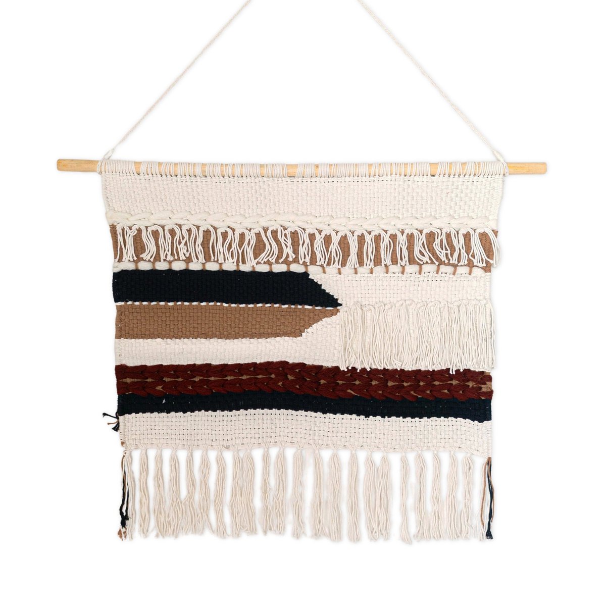 Grote macrame muurhangen - geweven boho wanddecor - moderne katoenen muur hangend natuurlijk materiaal - handgeweven wanddecor 120x95 cm udara Soeji
