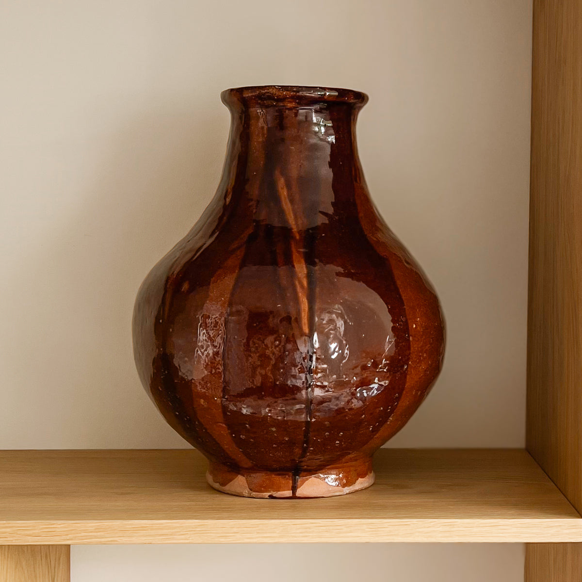 grote pre-loved vaas aardewerk bruin Noii HOME