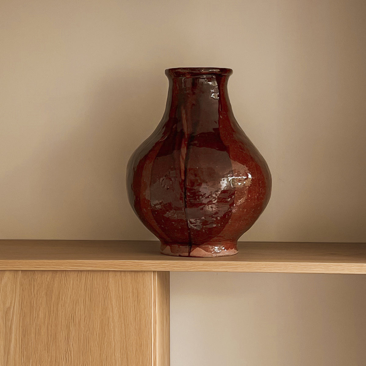 grote pre-loved vaas aardewerk bruin Noii HOME
