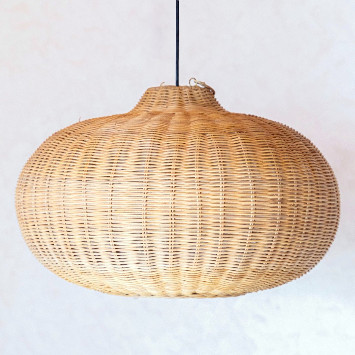 Grote rotan -lampenkap - ronde boho hanglamp - handgemaakte rotan hangende lamp - natuurlijke vezels geweven lampenkap (Ø 56 cm) anjani Soeji