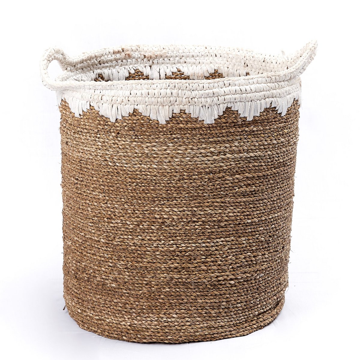 Grote wasmand ronde opbergmand plantenmand geweven van natuurlijke vezels NIAS wit (2 maten) Soeji