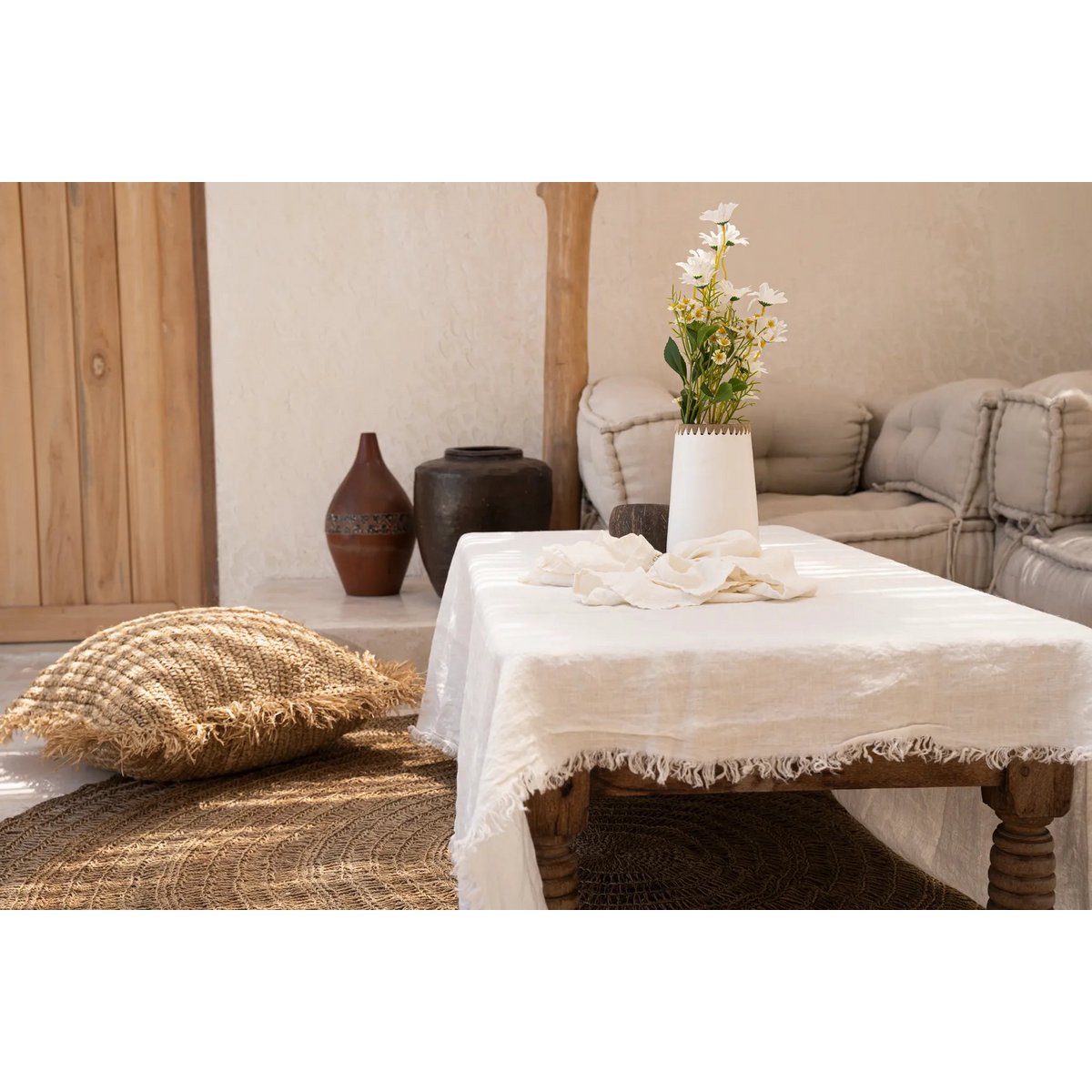 Het linnen tafelkleed - Wit - 180x300 Bazar Bizar Living