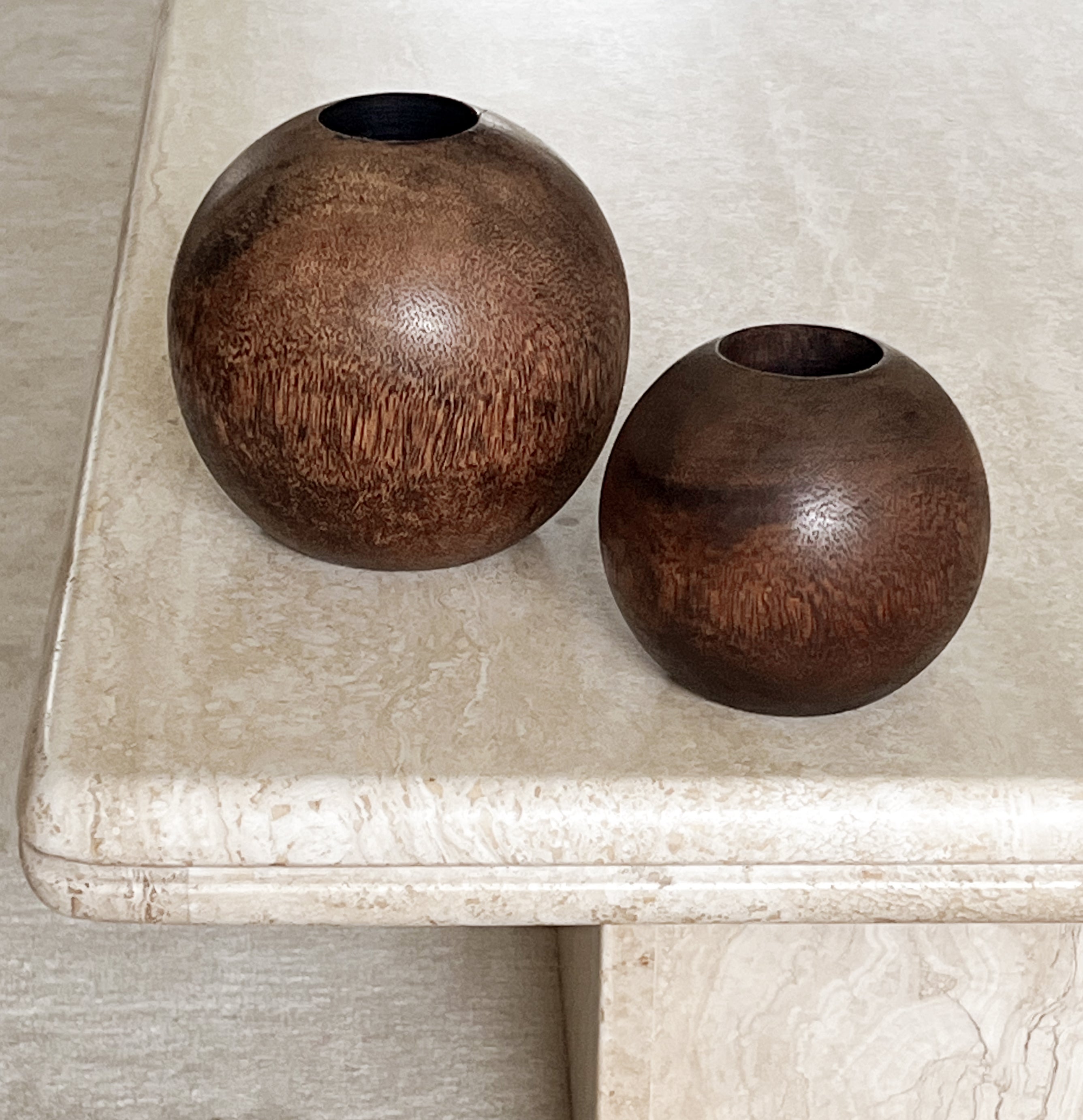 houten bollen waxinelichthouders - pre-loved Noii HOME