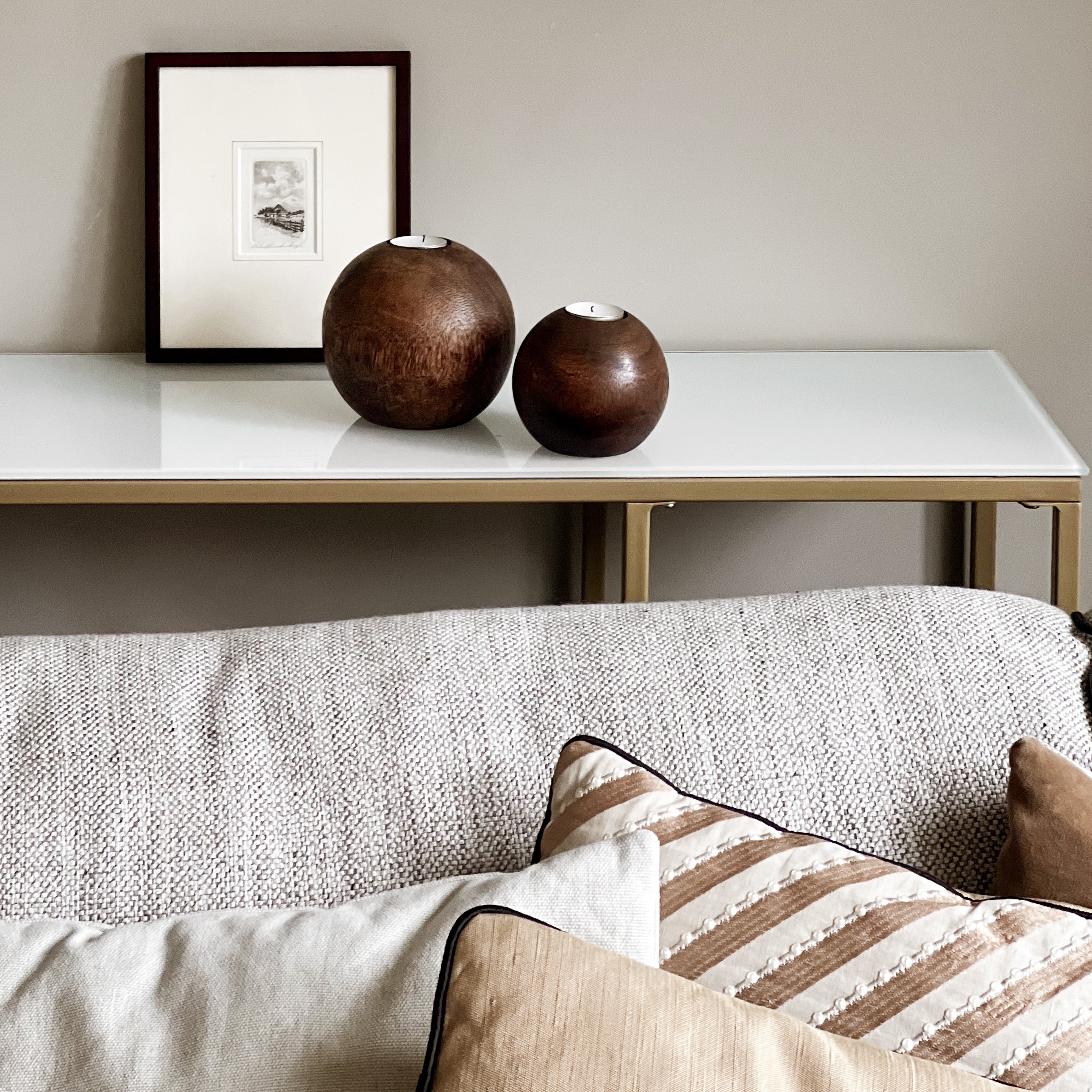 houten bollen waxinelichthouders - pre-loved Noii HOME
