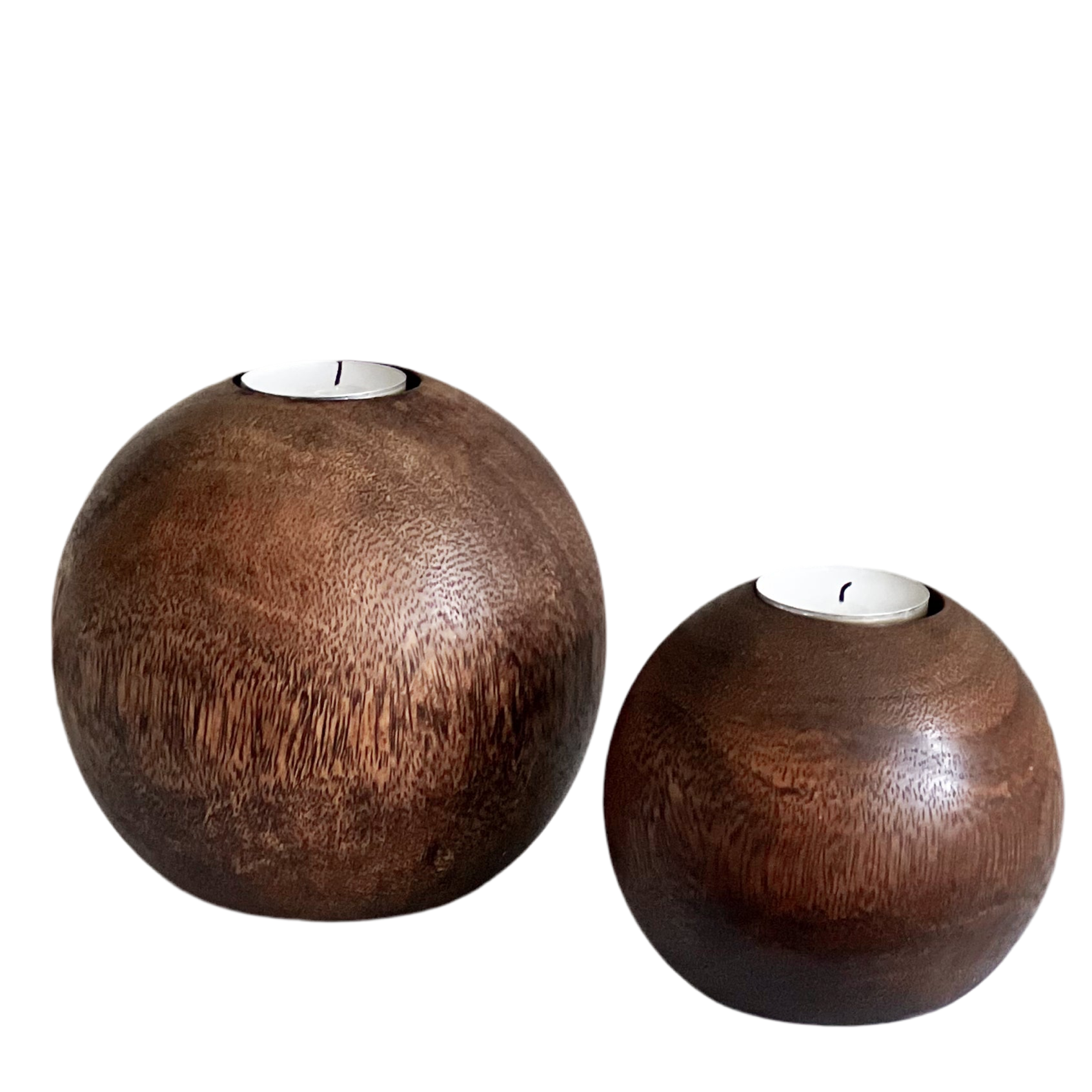 houten bollen waxinelichthouders - pre-loved Noii HOME