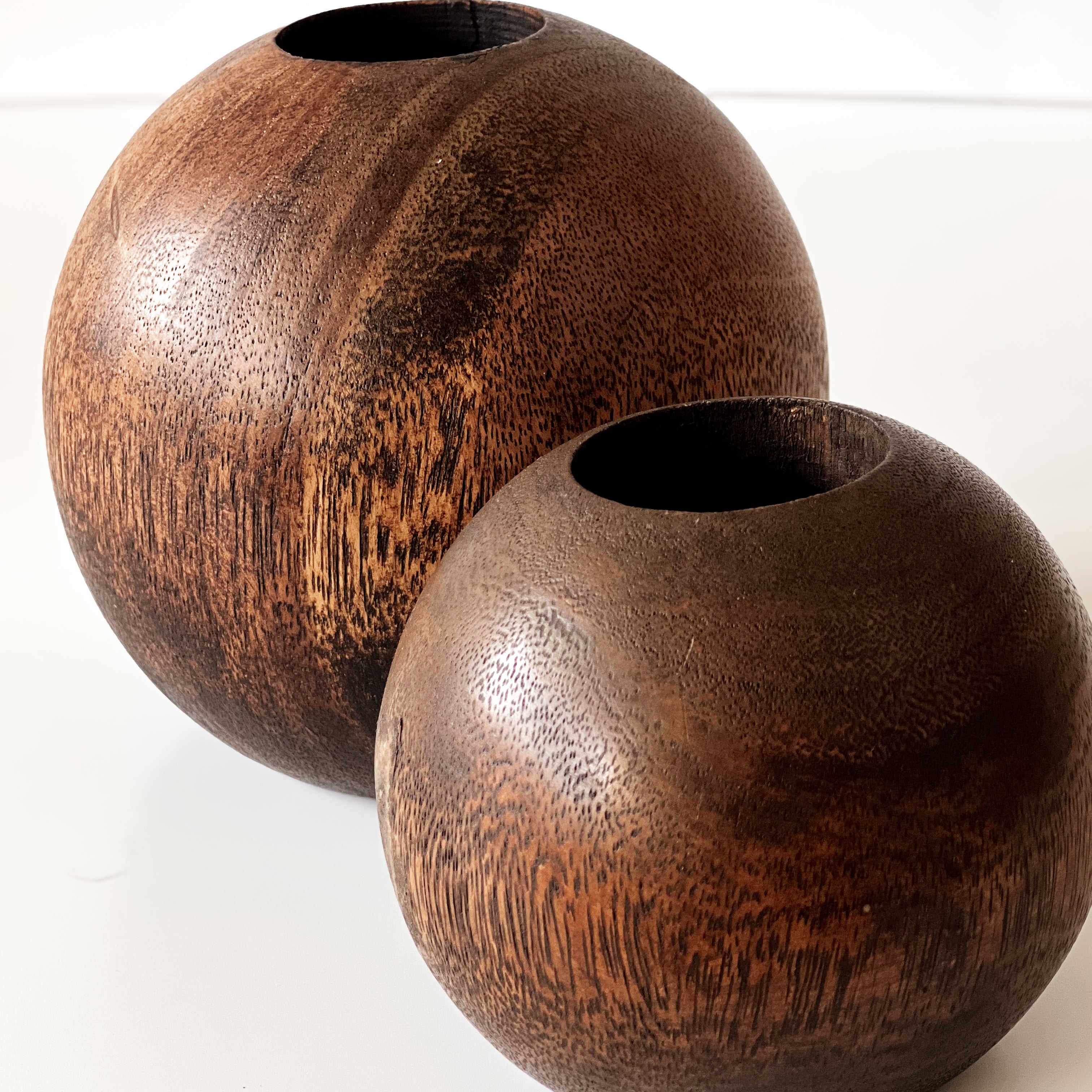 houten bollen waxinelichthouders - pre-loved Noii HOME