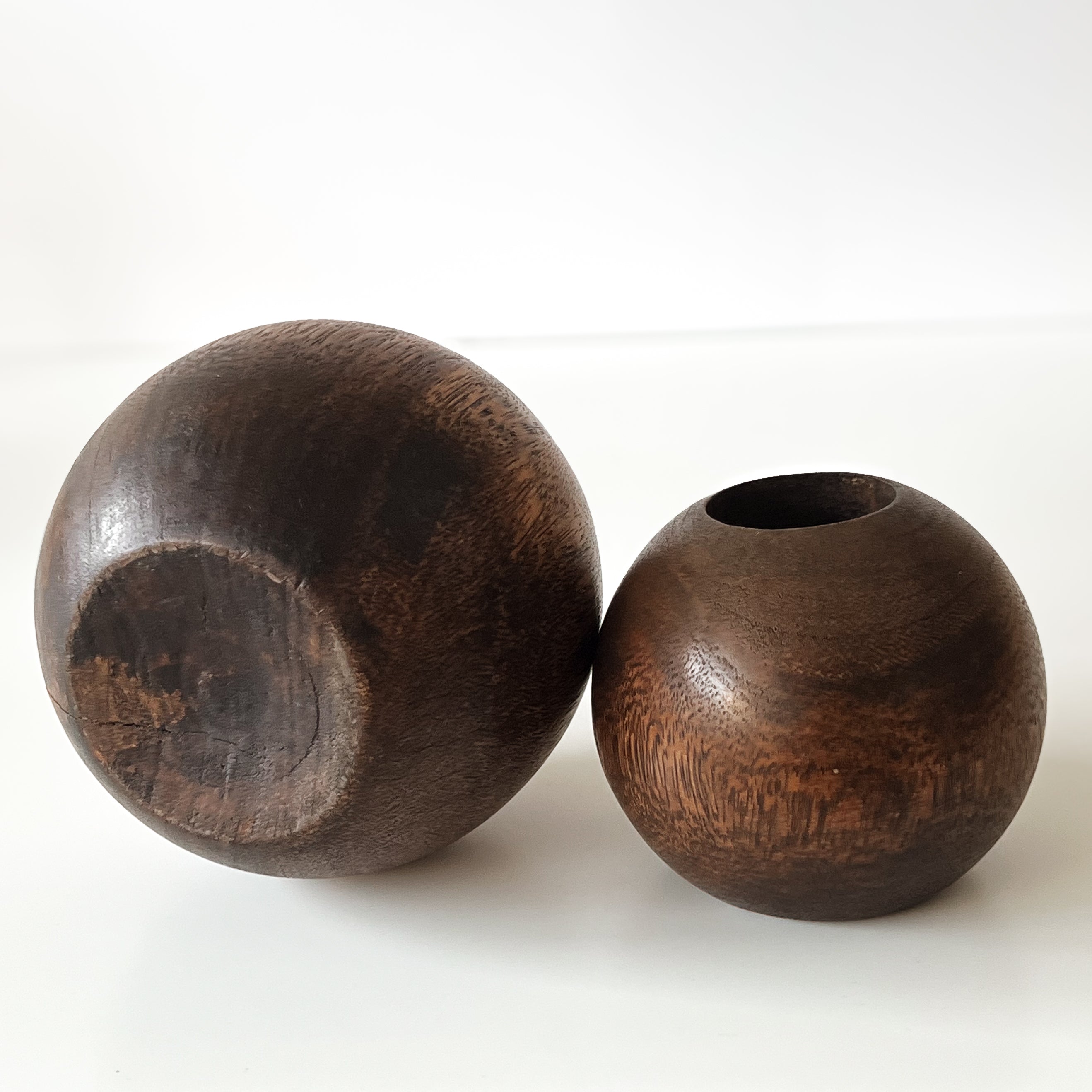 houten bollen waxinelichthouders - pre-loved Noii HOME