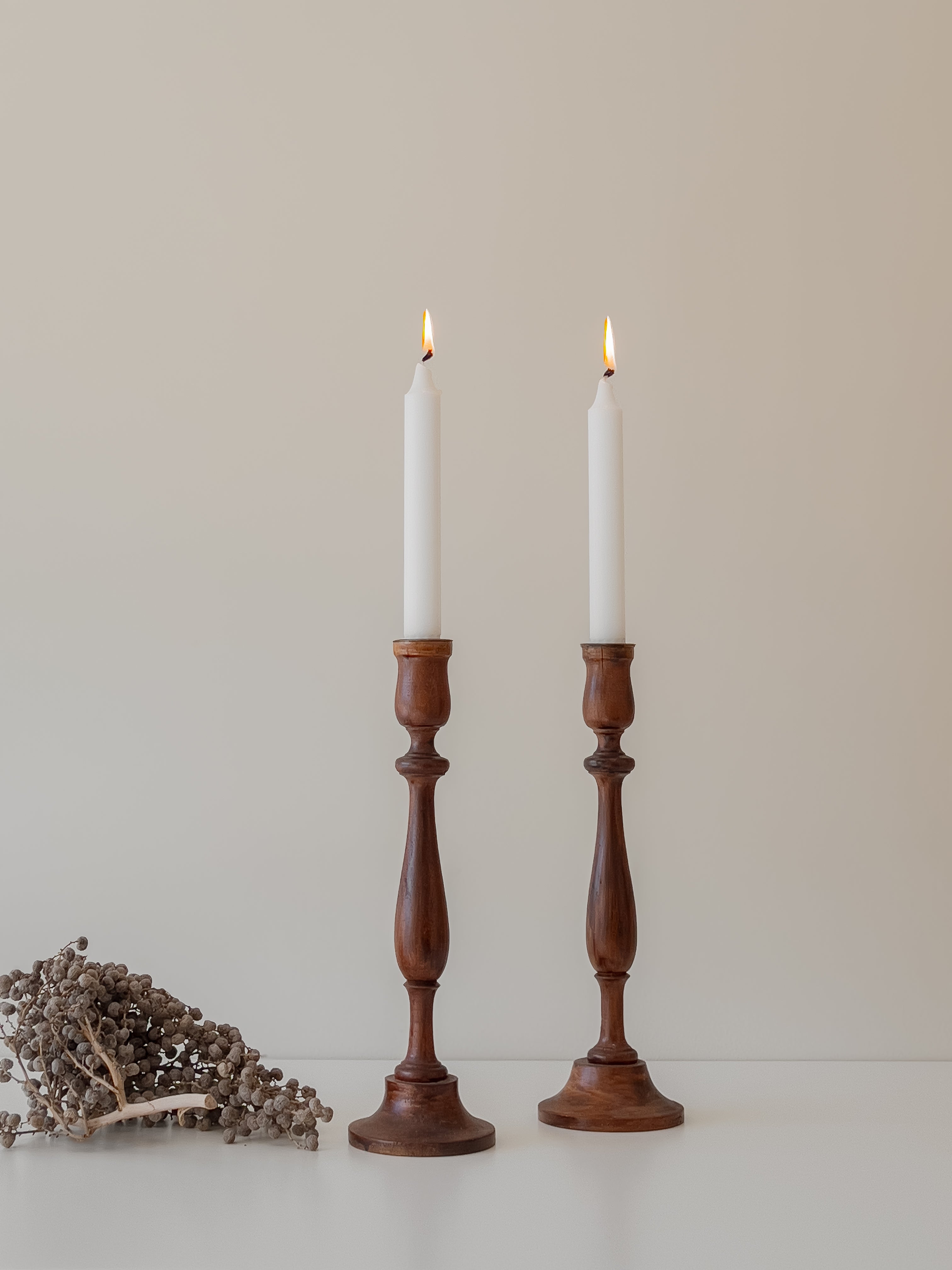 houten set kandelaars - pre-loved Noii HOME
