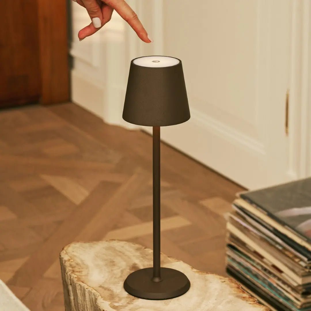 Jasper Mocha Brown - Draadloze lamp met batterij L metaal, dimable en 3 lichtstadia Tavellio - Amsterdam