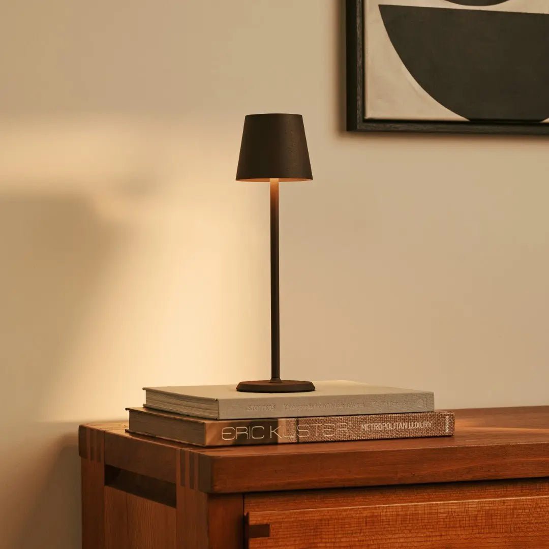 Jasper Mocha Brown - Draadloze lamp met batterij L metaal, dimable en 3 lichtstadia Tavellio - Amsterdam