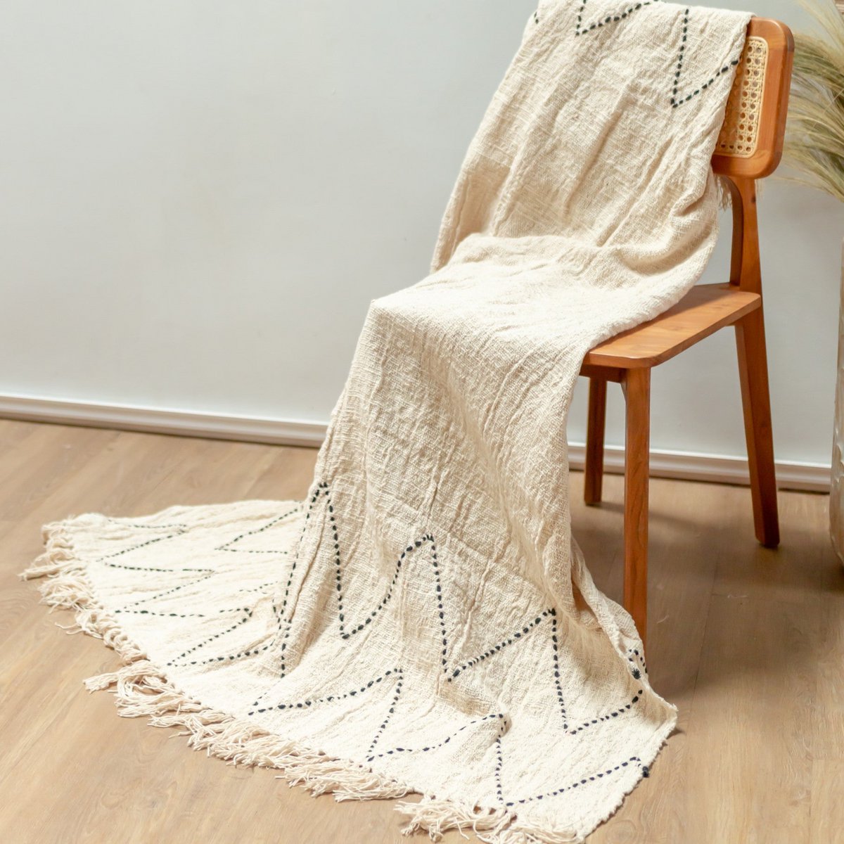 Katoenen deken | Sprei | Bedovertrek | Bankdeken 140x200 cm LINGGAH Handgeweven van katoen Soeji