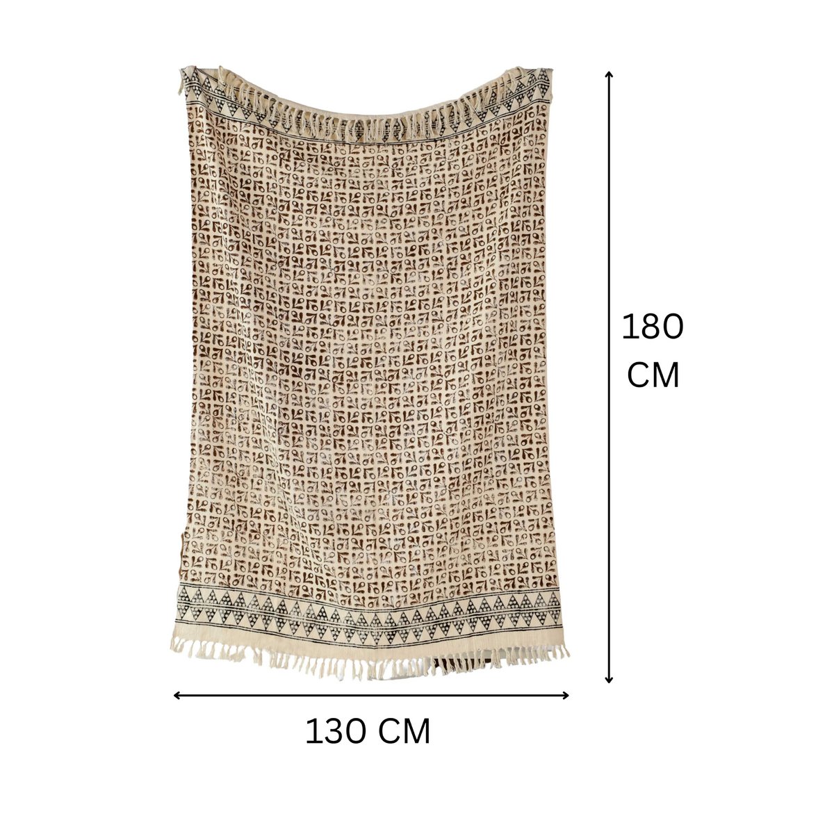 katoenen plaid paisterra – crème met aardetinten en etnisch patroon – urbane hide Urbane Hide