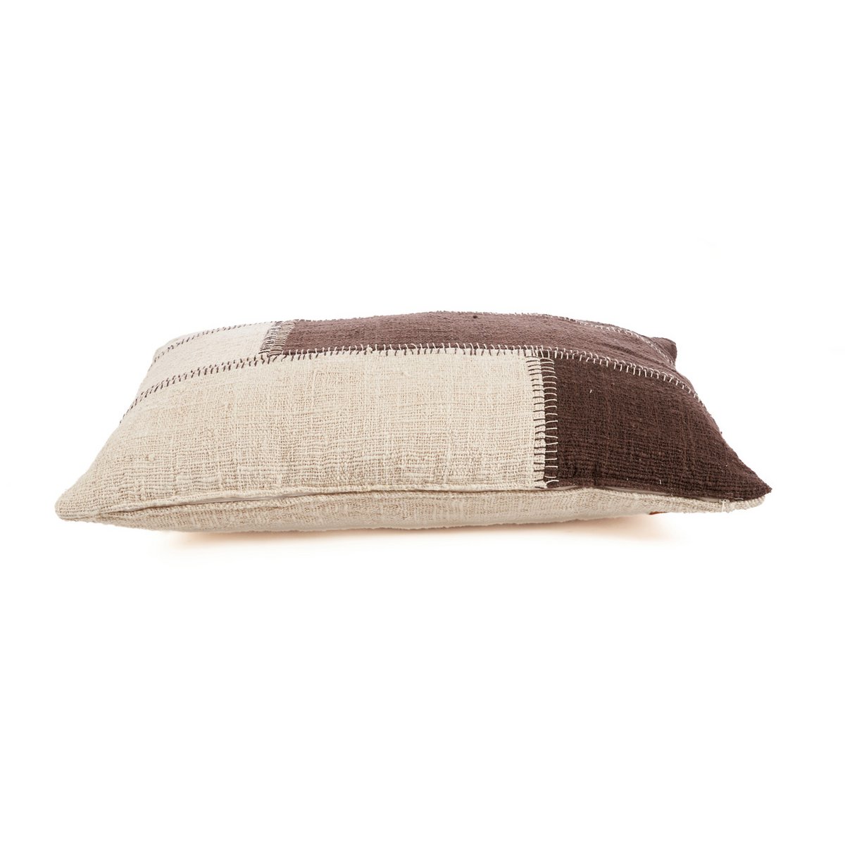 Kussenhoes met cacao-patchwork - natuurlijk bruin Bazar Bizar Living