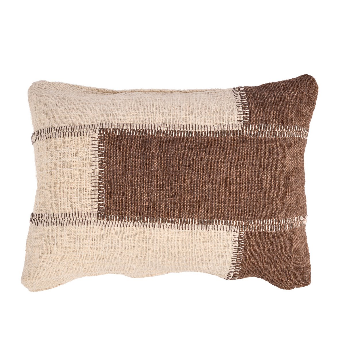 Kussenhoes met cacao-patchwork - natuurlijk bruin Bazar Bizar Living