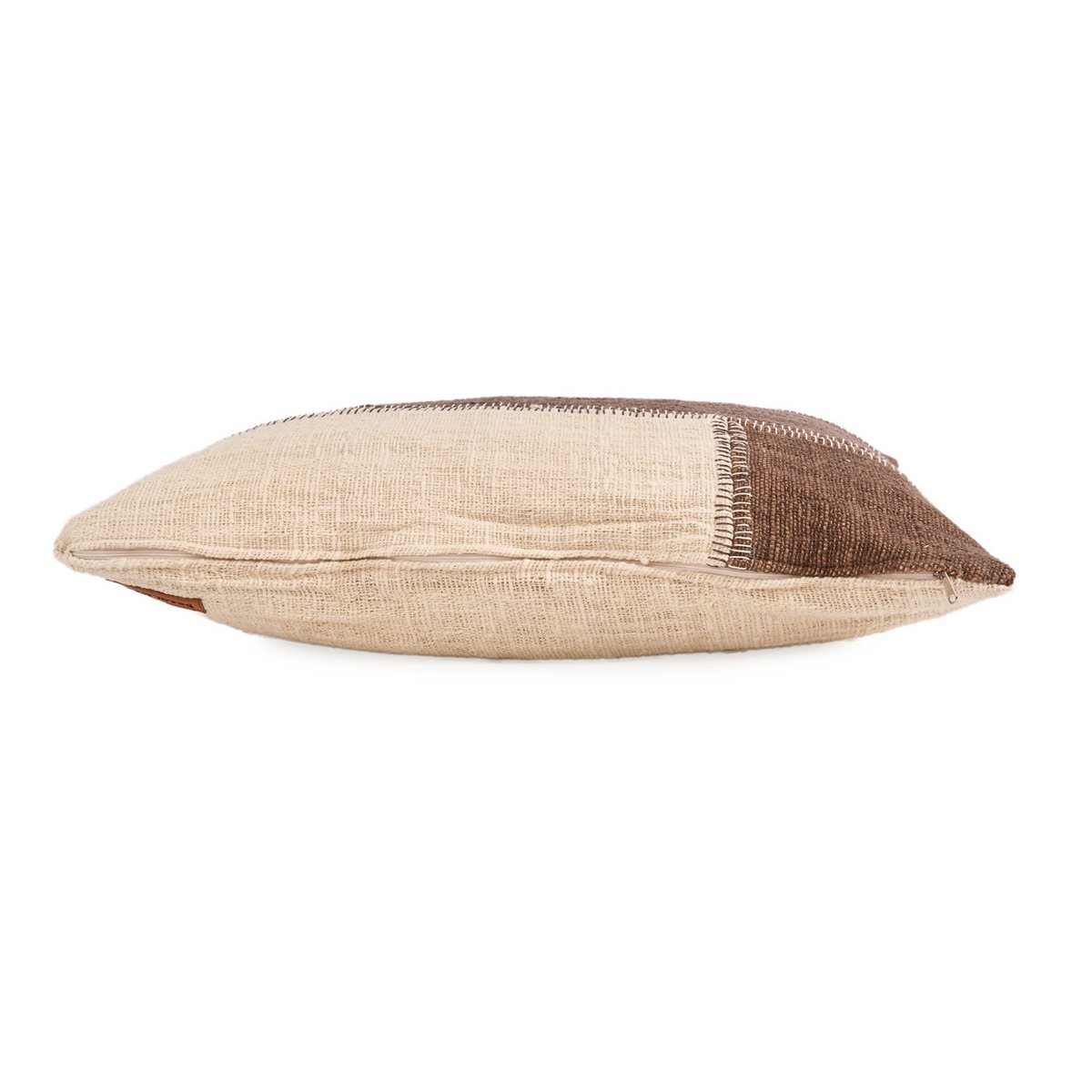 Kussenhoes met cacao-patchwork - natuurlijk bruin Bazar Bizar Living