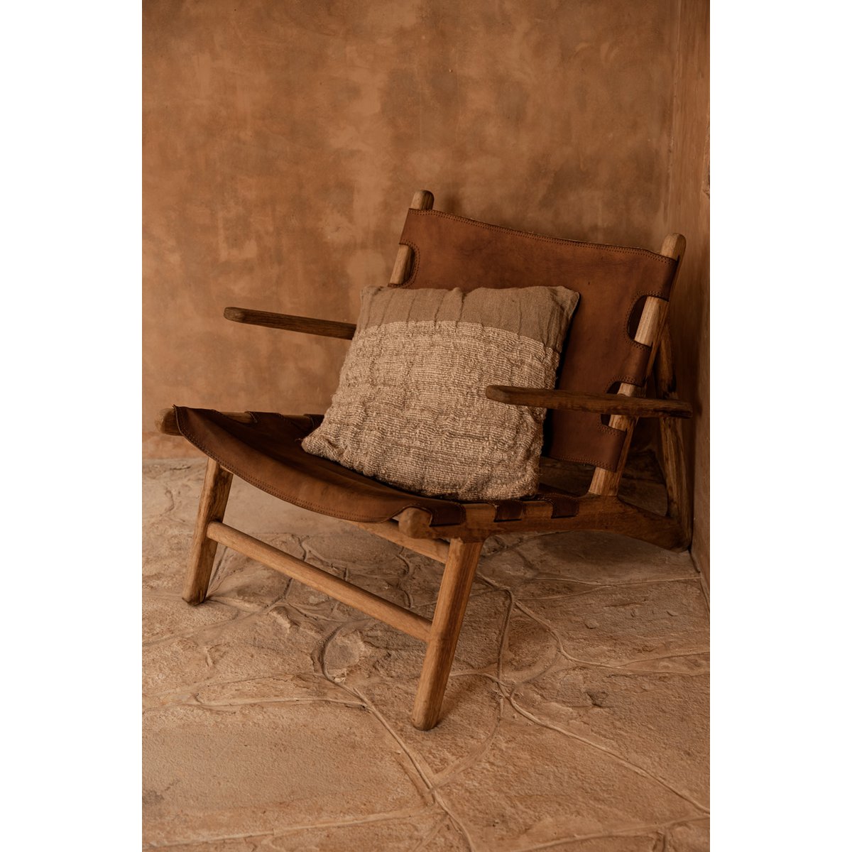 kussenhoes met linnen structuur – naturel – 50x50 – bazar bizar living Bazar Bizar Living