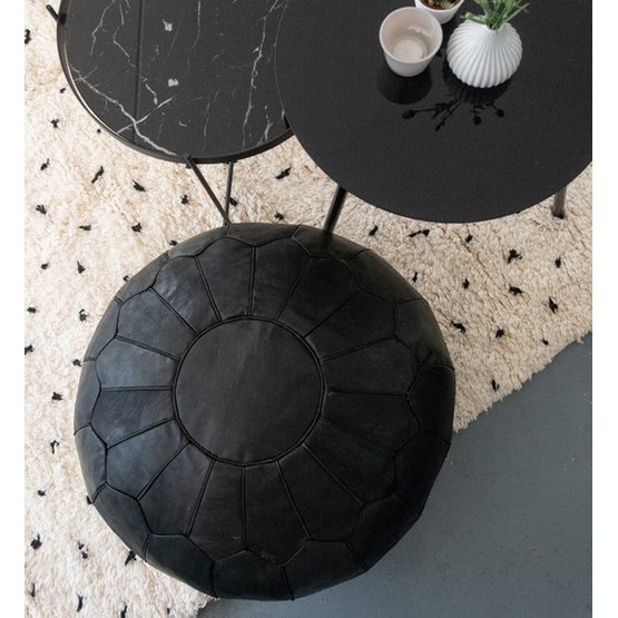 Leren poef - zwart (XL) Poufs & Pillows