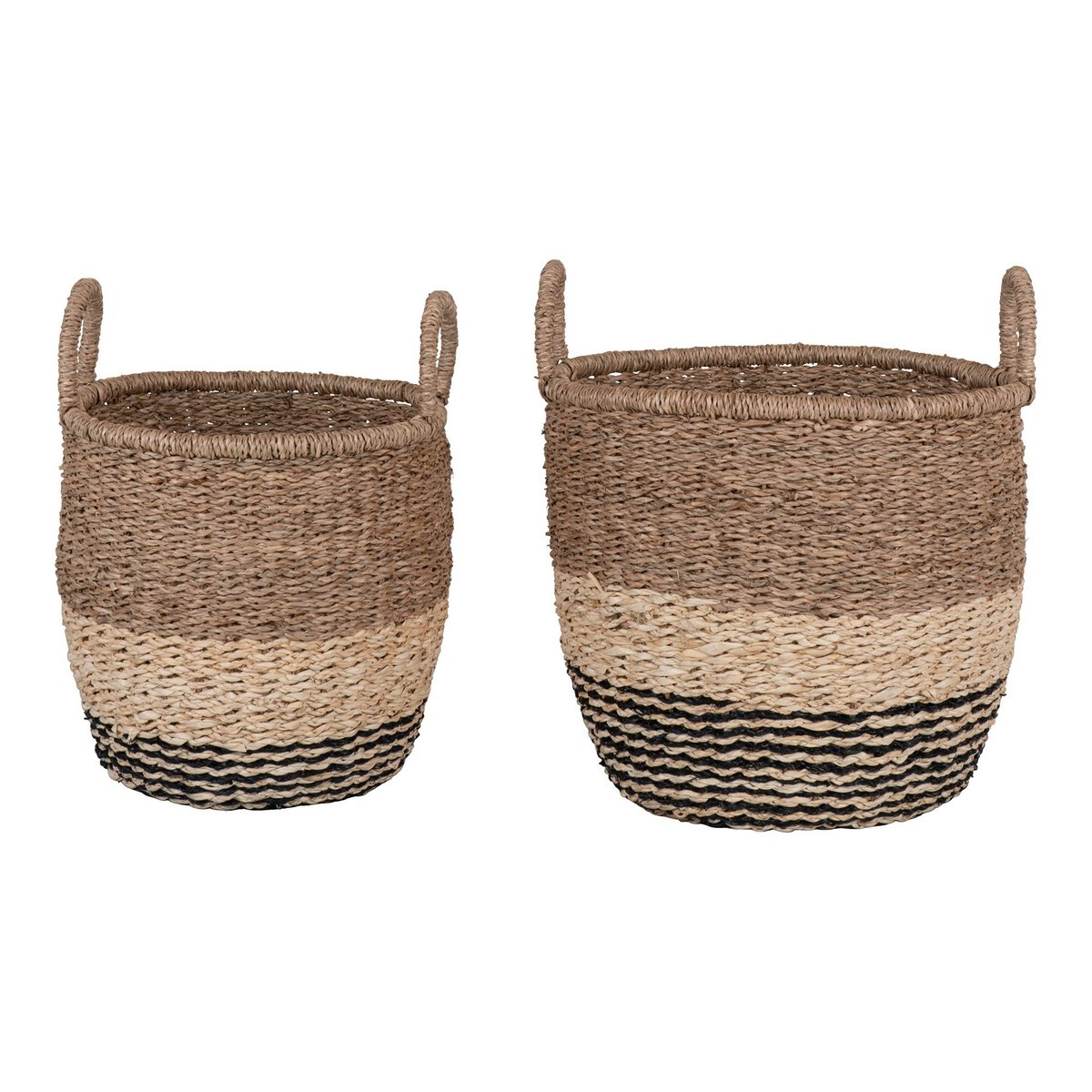Lima Basket - Mand in zeegras, natuur/bruin/zwart, set van 2 House Nordic ApS