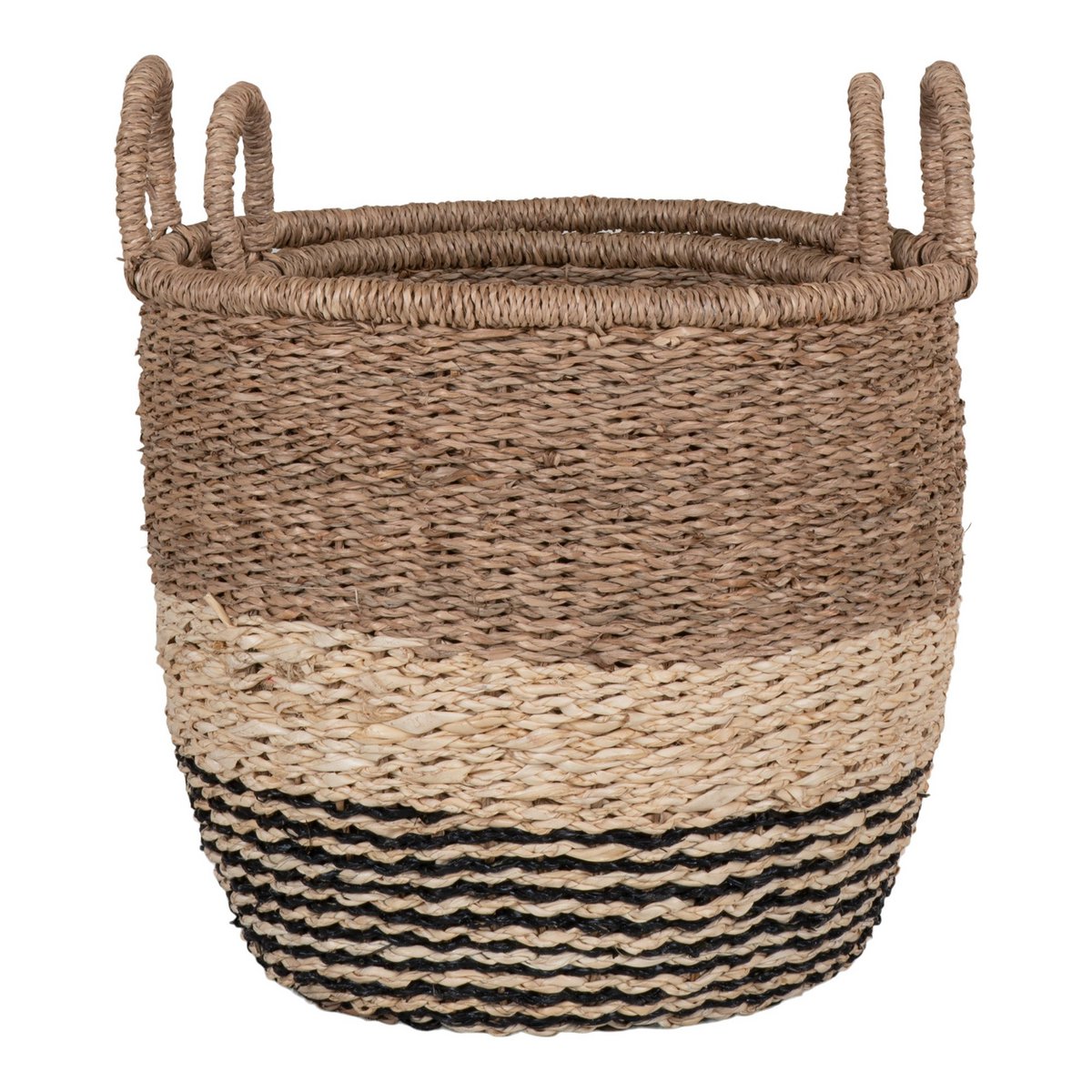 Lima Basket - Mand in zeegras, natuur/bruin/zwart, set van 2 House Nordic ApS