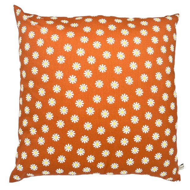 Luna-Leena kussen madeliefje bloemen bruin/ terra + binnenkussen - 45x45cm - Oeko-tex katoen - handgemaakt in Nepal Luna-Leena for kids & home - handmade in Nepal